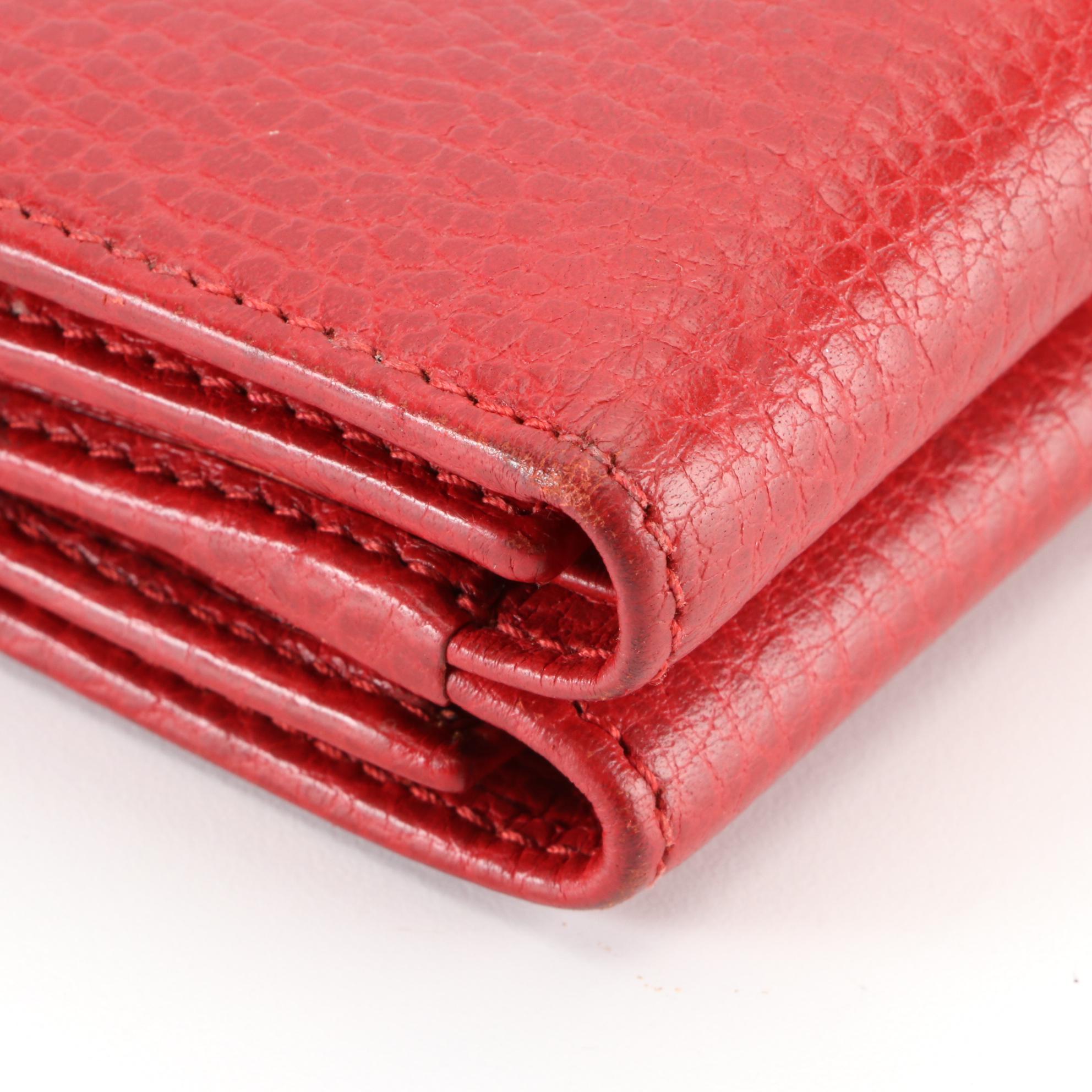 Gucci Marmont Red Leather Compact Wallet with Box