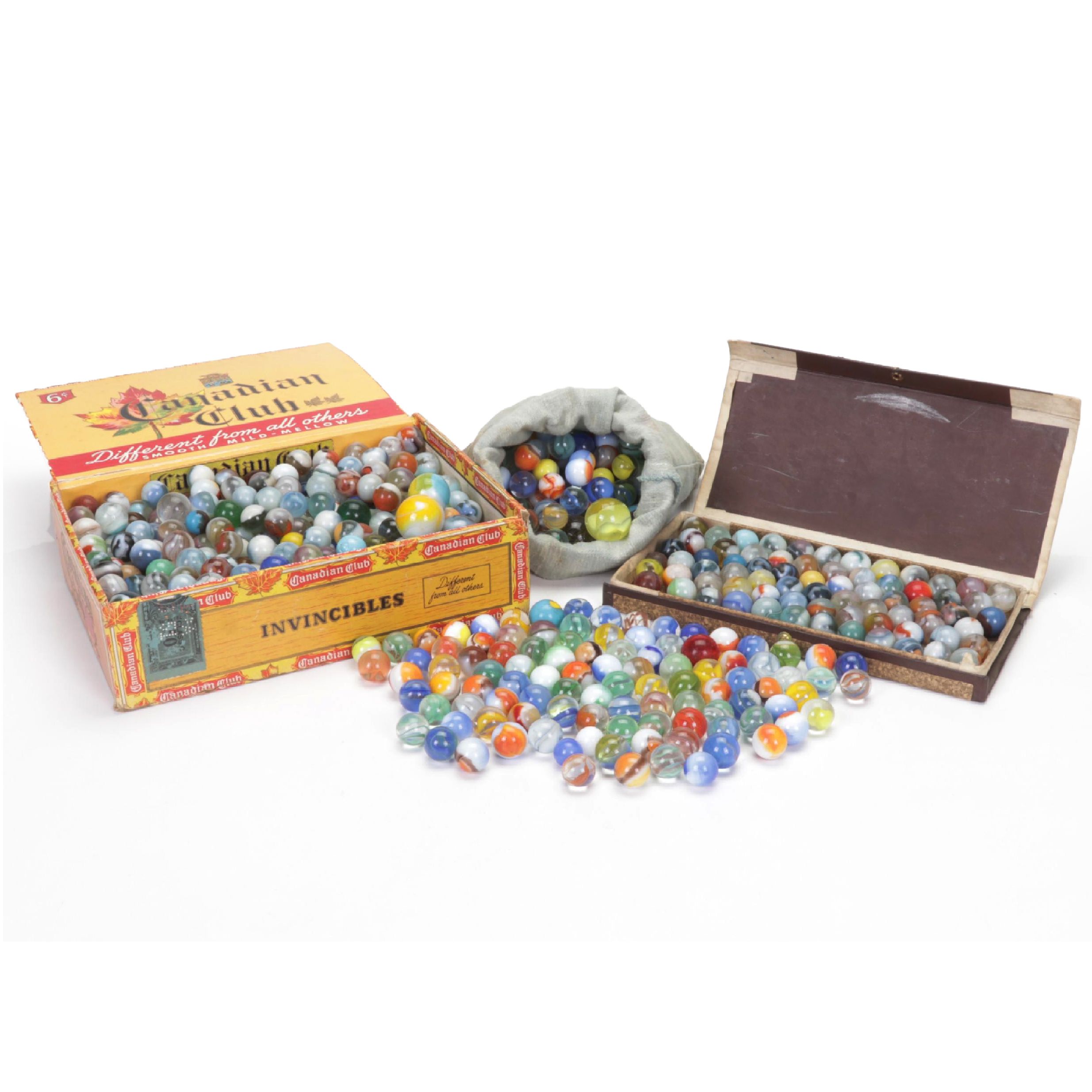 Collection of Swirlies, Opaque, and Other Glass Marbles