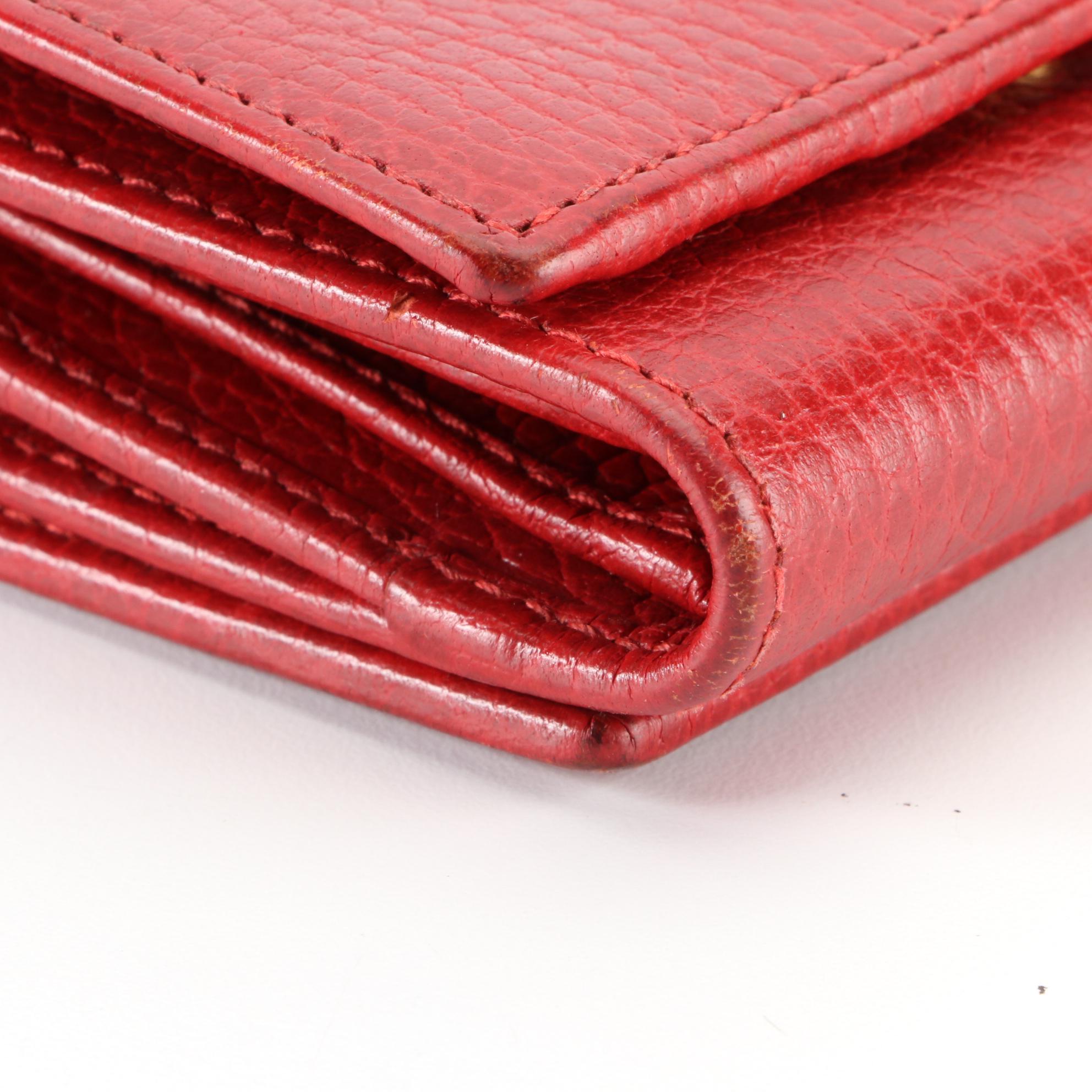 Gucci Marmont Red Leather Compact Wallet with Box