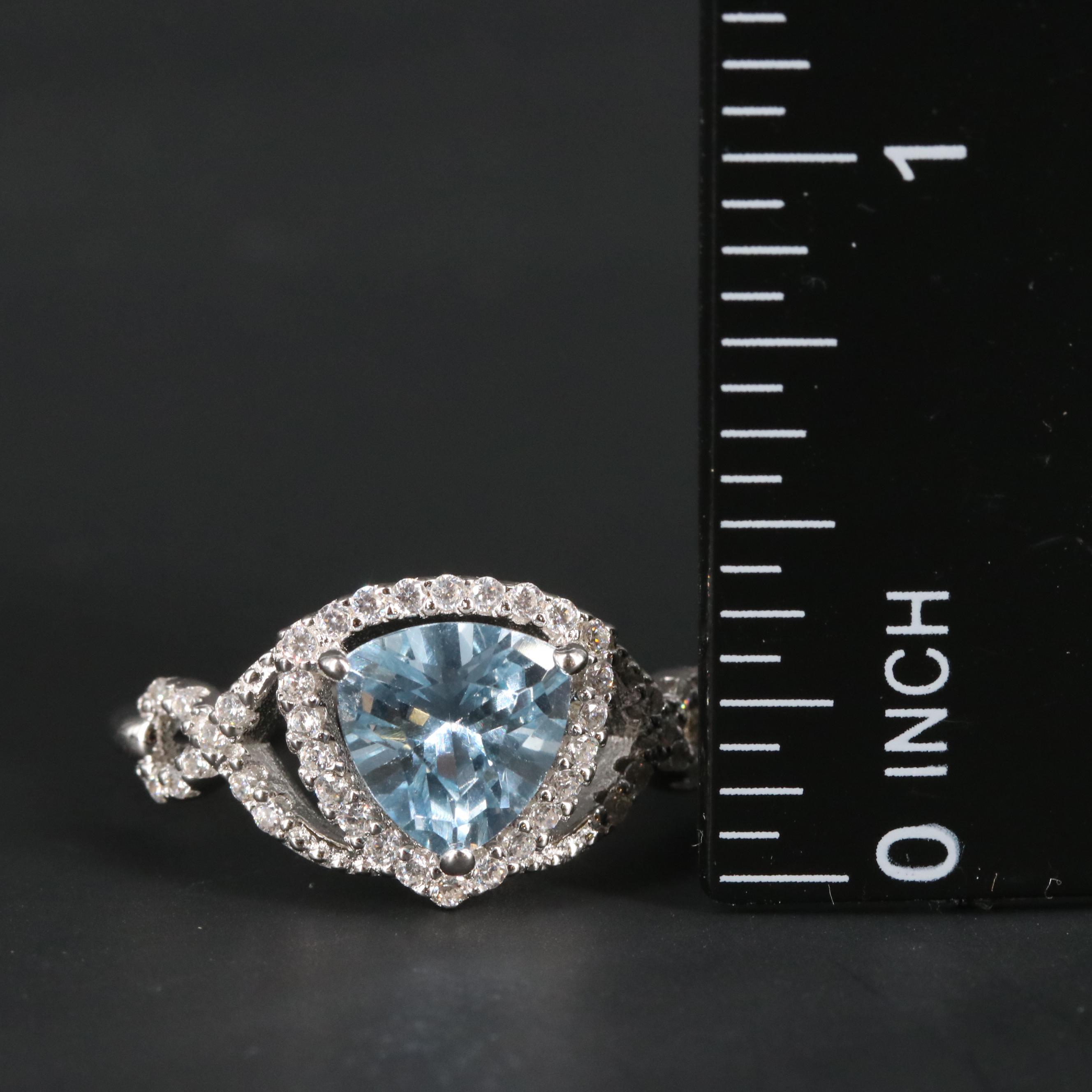 Sterling Silver Topaz and Cubic Zirconia Ring