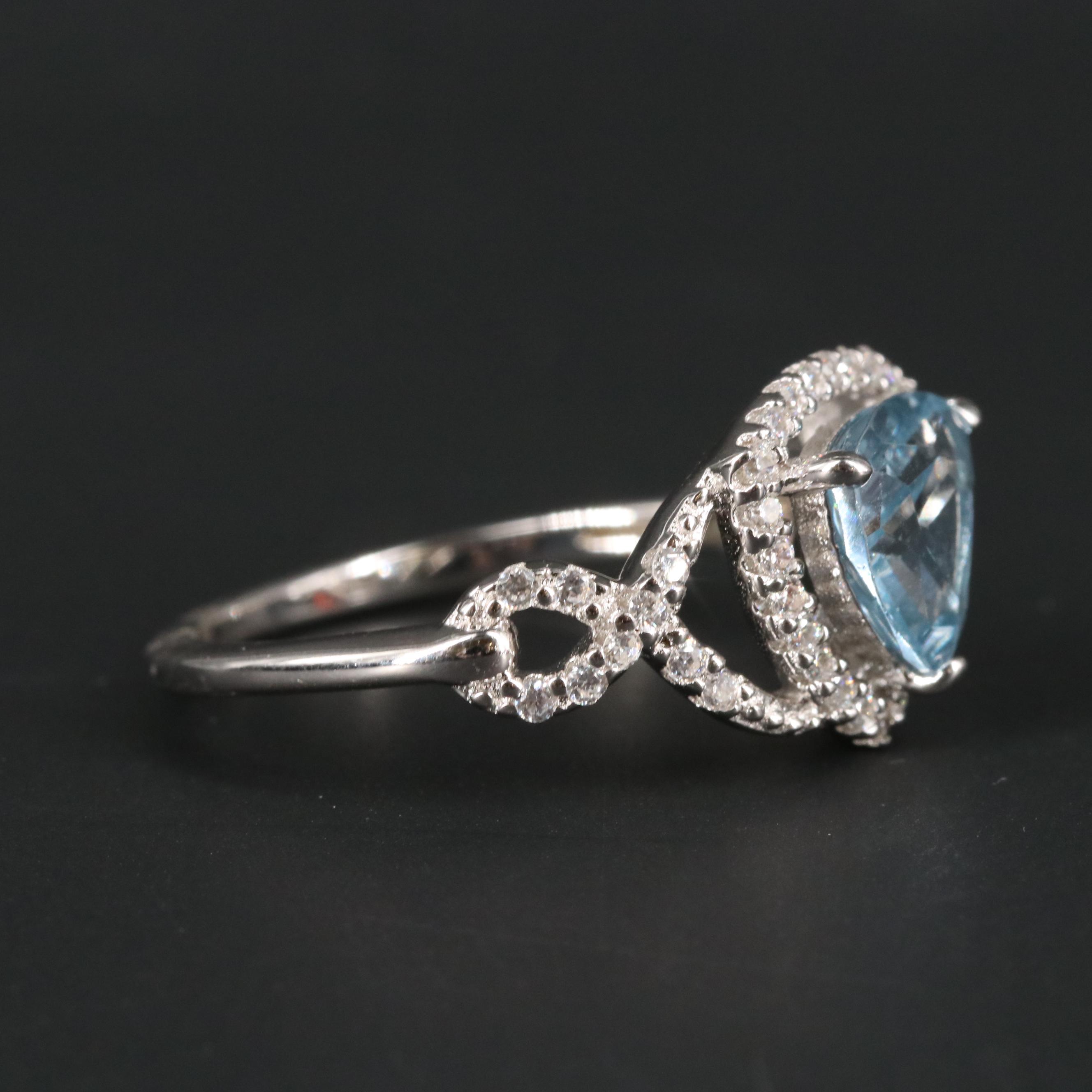 Sterling Silver Topaz and Cubic Zirconia Ring