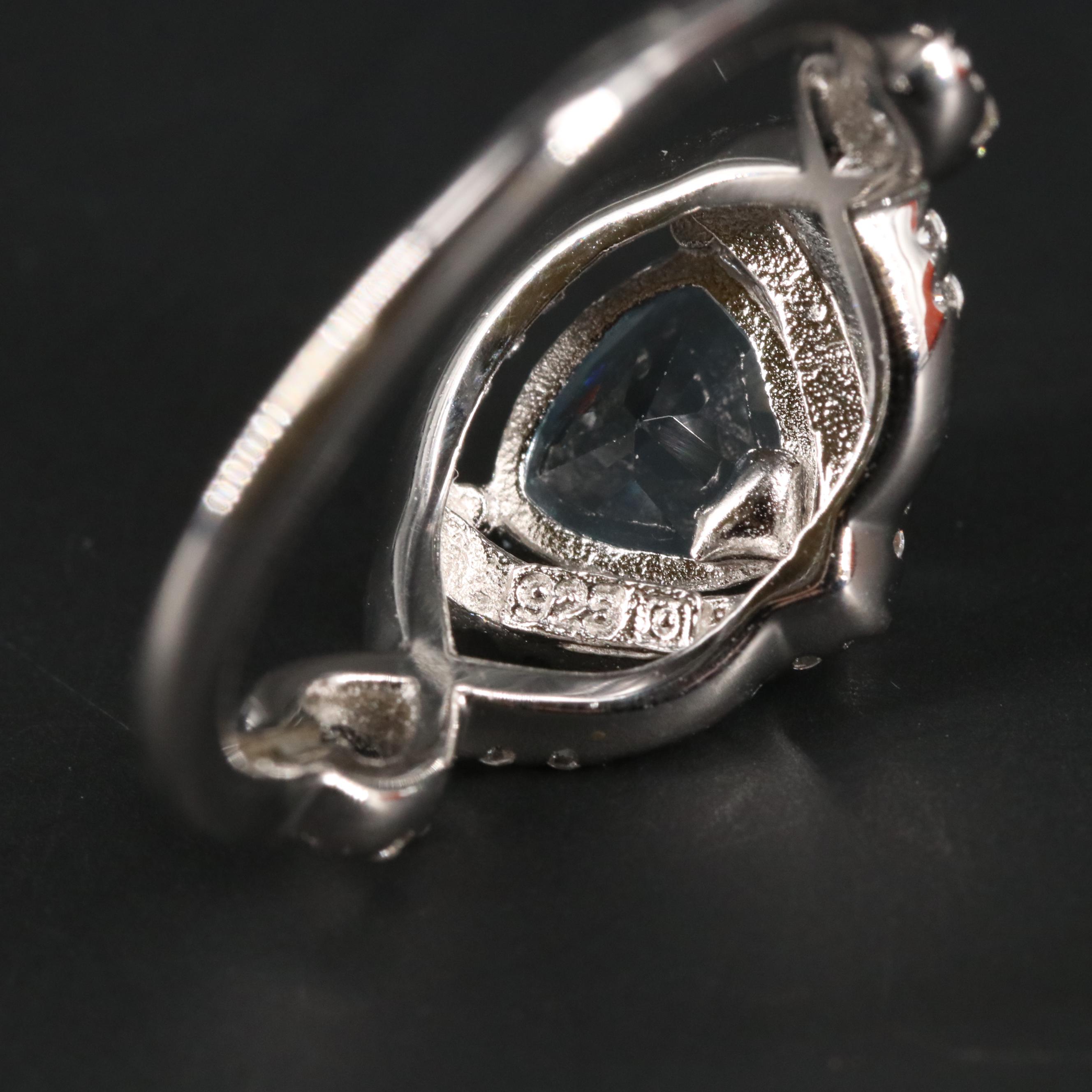 Sterling Silver Topaz and Cubic Zirconia Ring