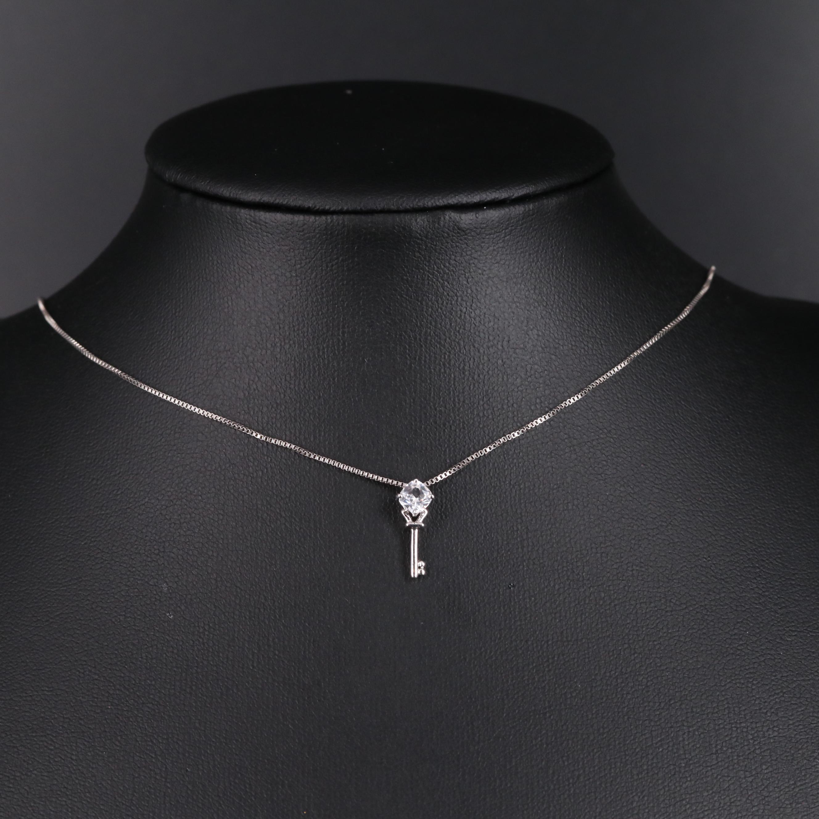 Sterling Silver Mini Key Pendant Necklace