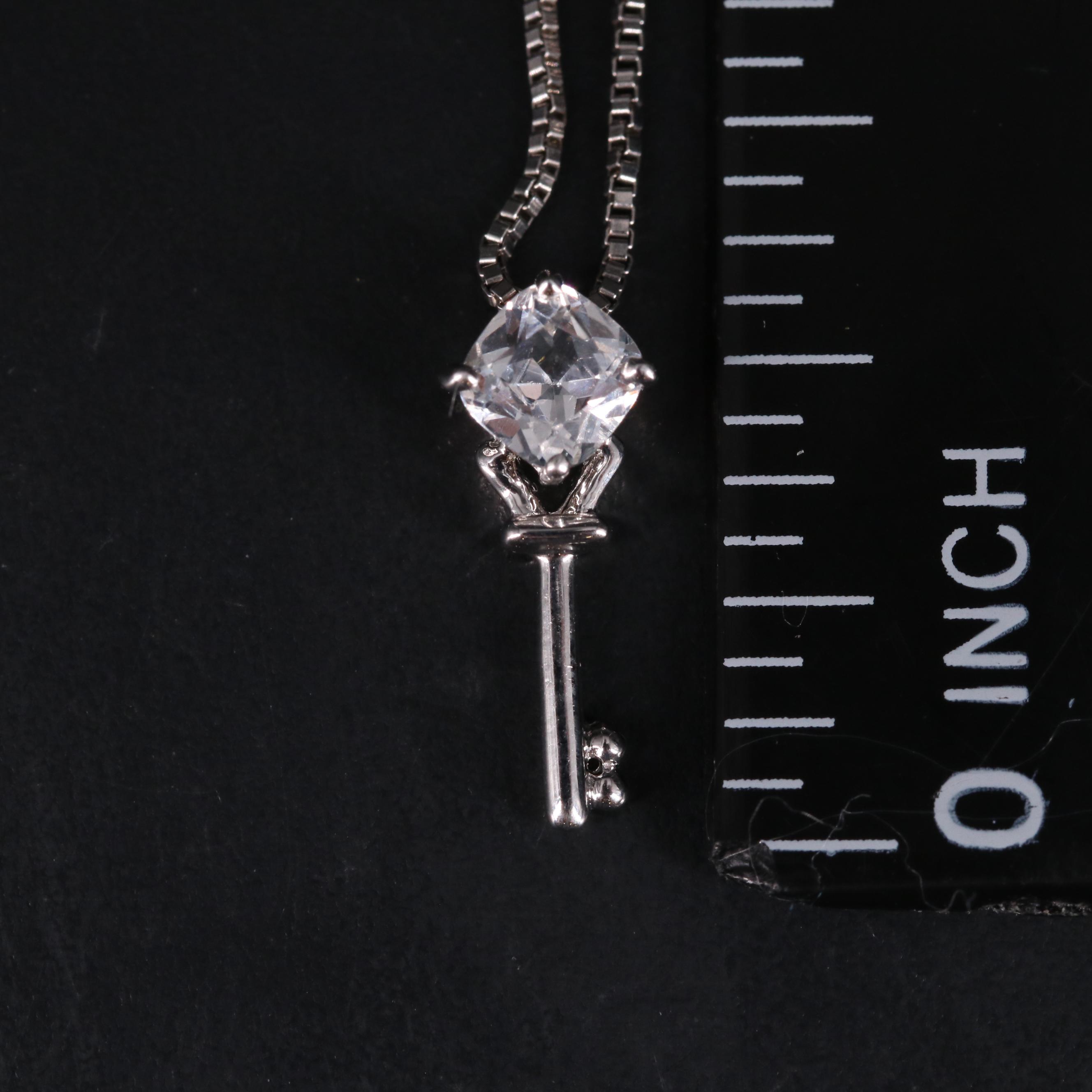 Sterling Silver Mini Key Pendant Necklace