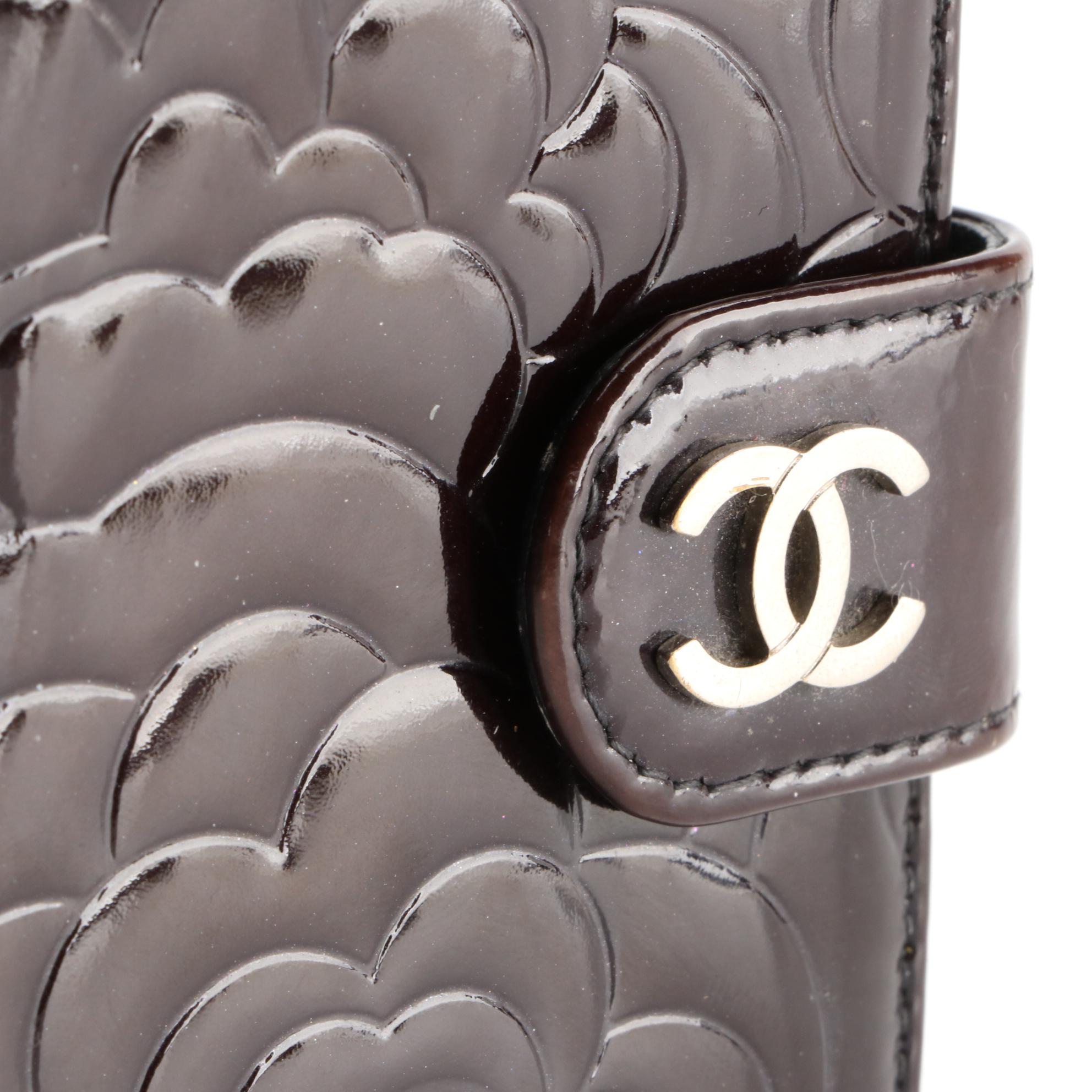 Chanel Camellia Embossed Patent Leather Wallet