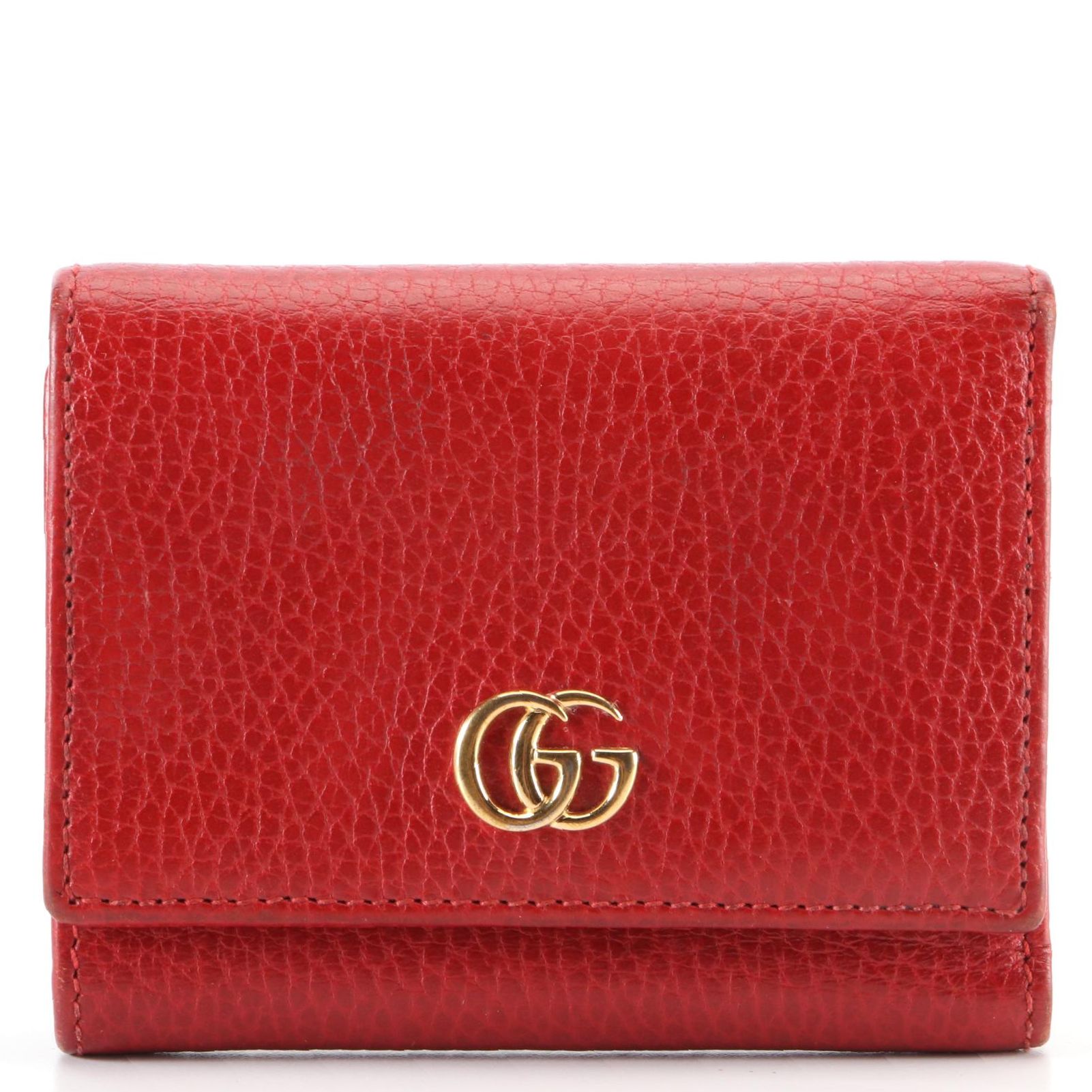 Gucci Marmont Red Leather Compact Wallet with Box