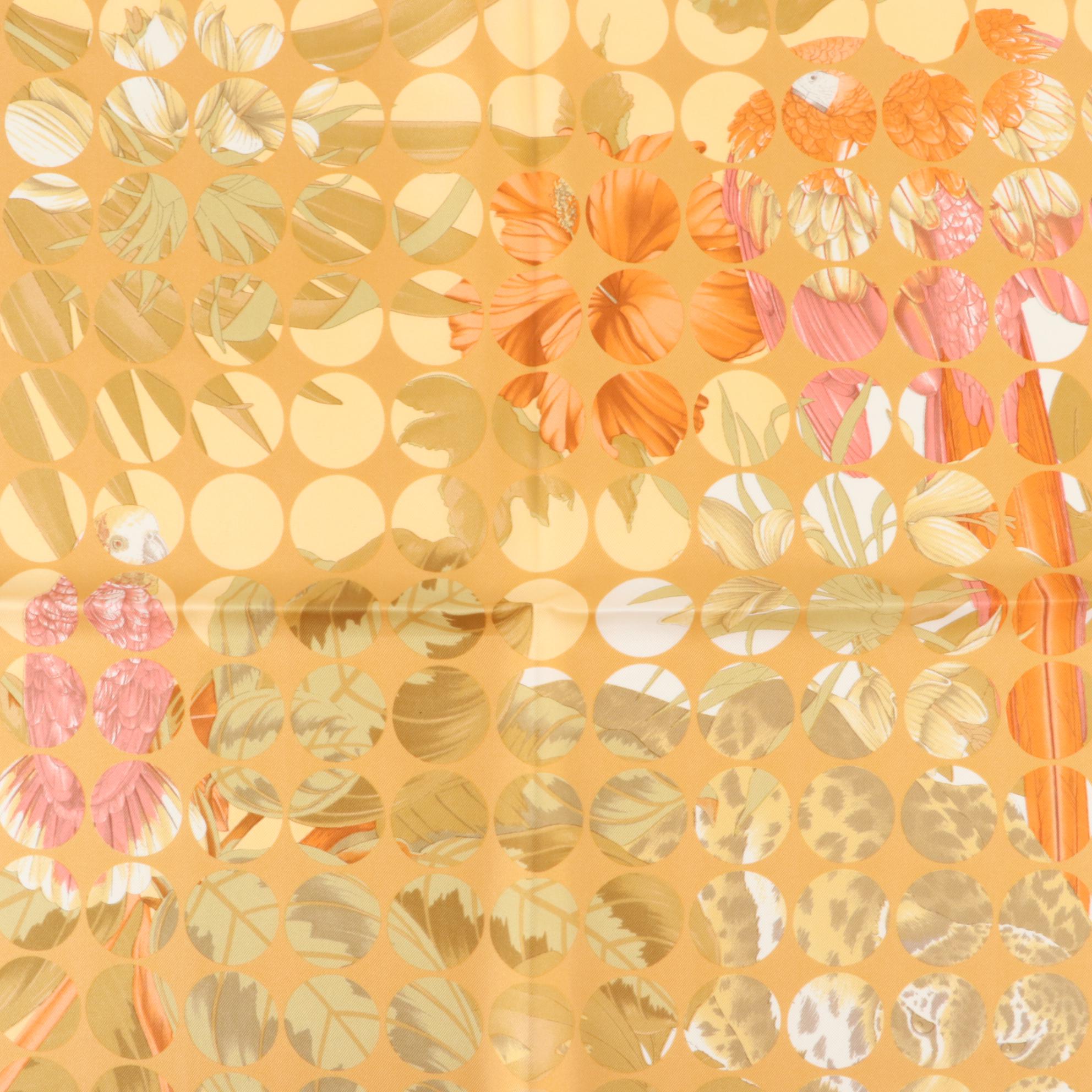 Salvatore Ferragamo Jungle/Dot Print Scarf in Silk Twill with Retail Sleeve