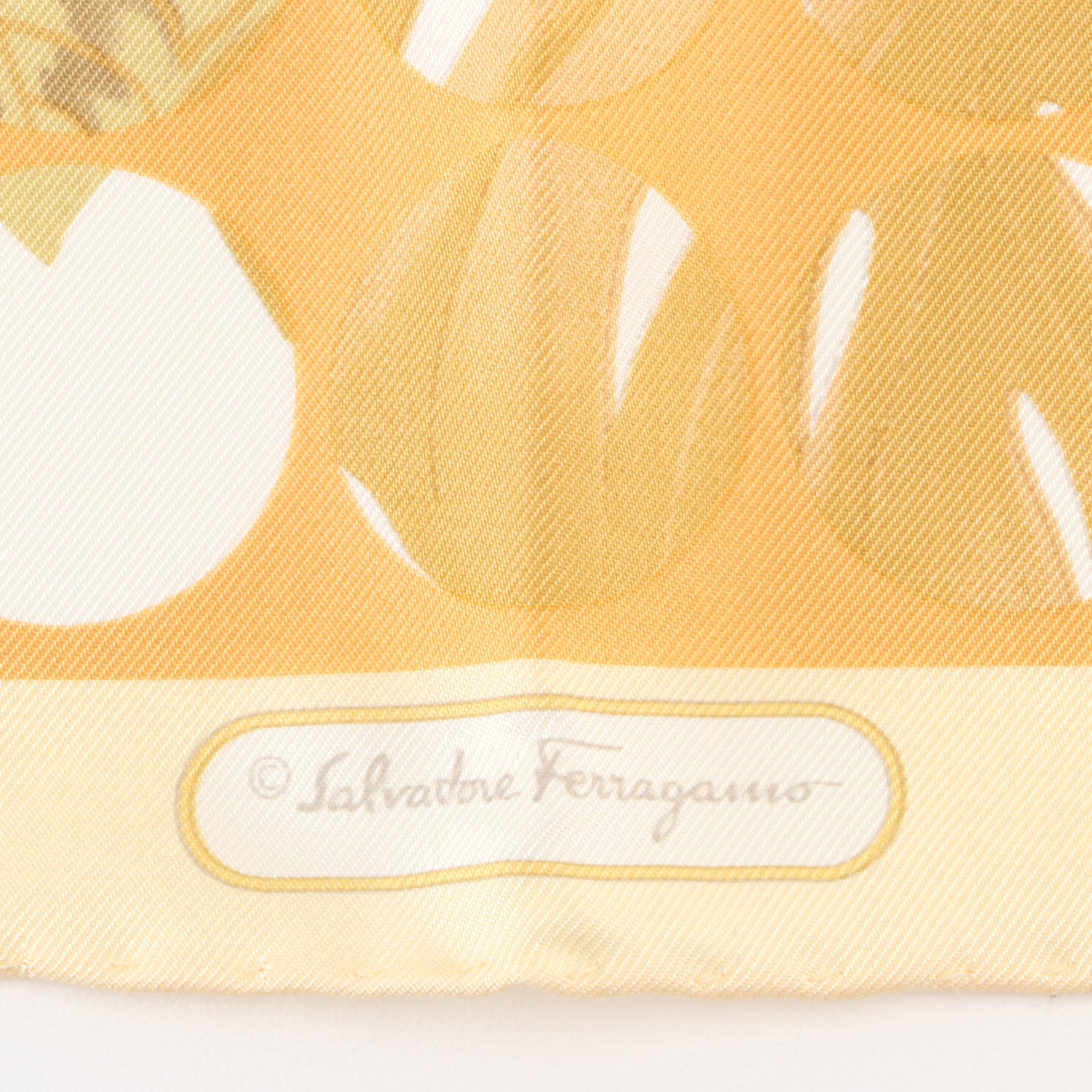 Salvatore Ferragamo Jungle/Dot Print Scarf in Silk Twill with Retail Sleeve