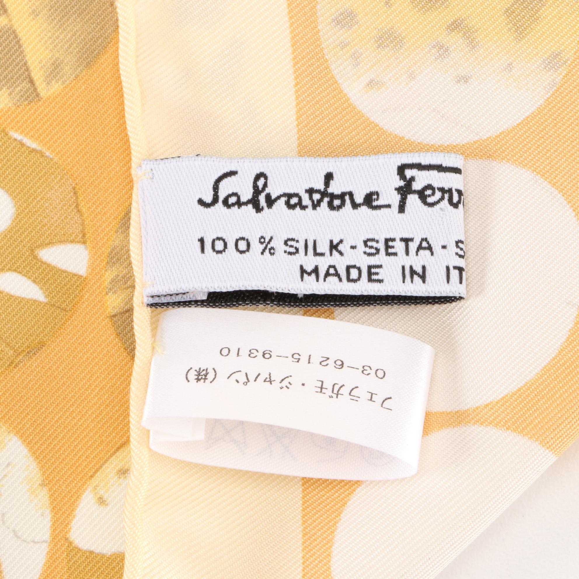 Salvatore Ferragamo Jungle/Dot Print Scarf in Silk Twill with Retail Sleeve