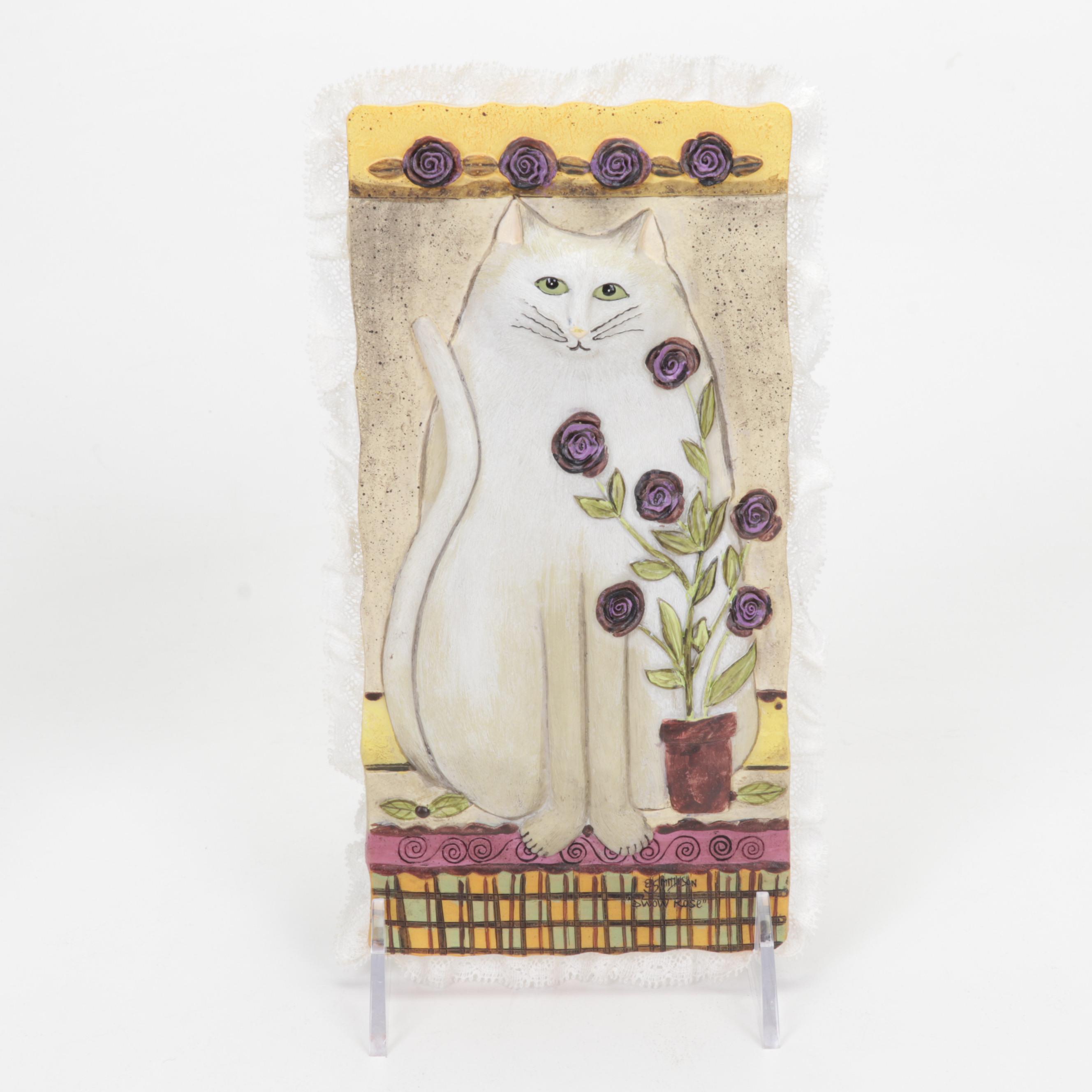 E. Smithson Folk Art Resin Wall Plaques Featuring "Snow Rose"