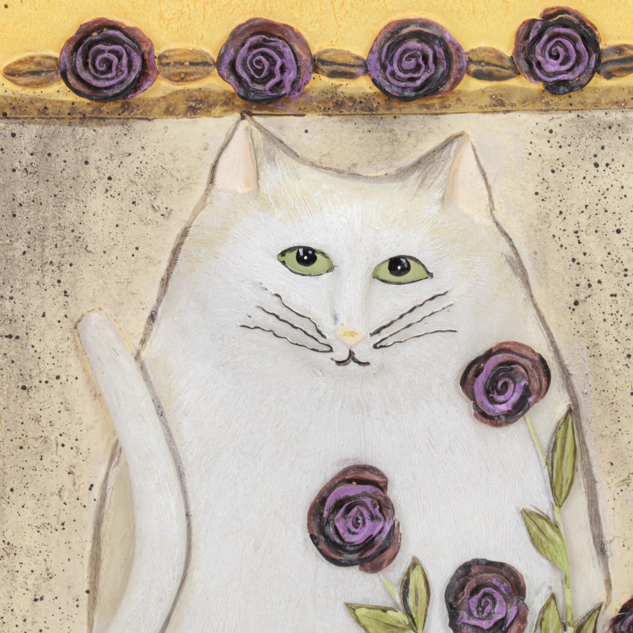 E. Smithson Folk Art Resin Wall Plaques Featuring "Snow Rose"