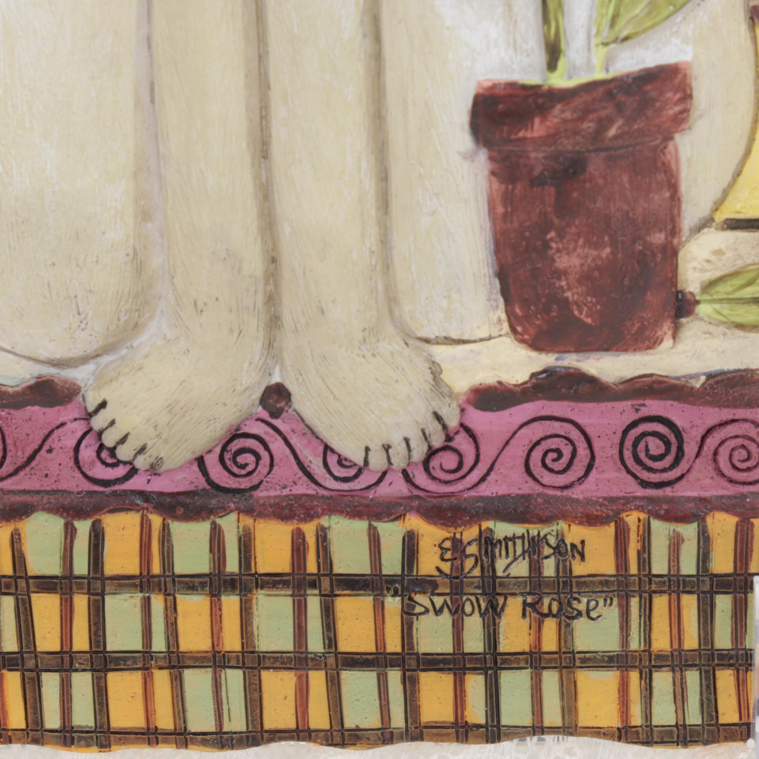 E. Smithson Folk Art Resin Wall Plaques Featuring "Snow Rose"