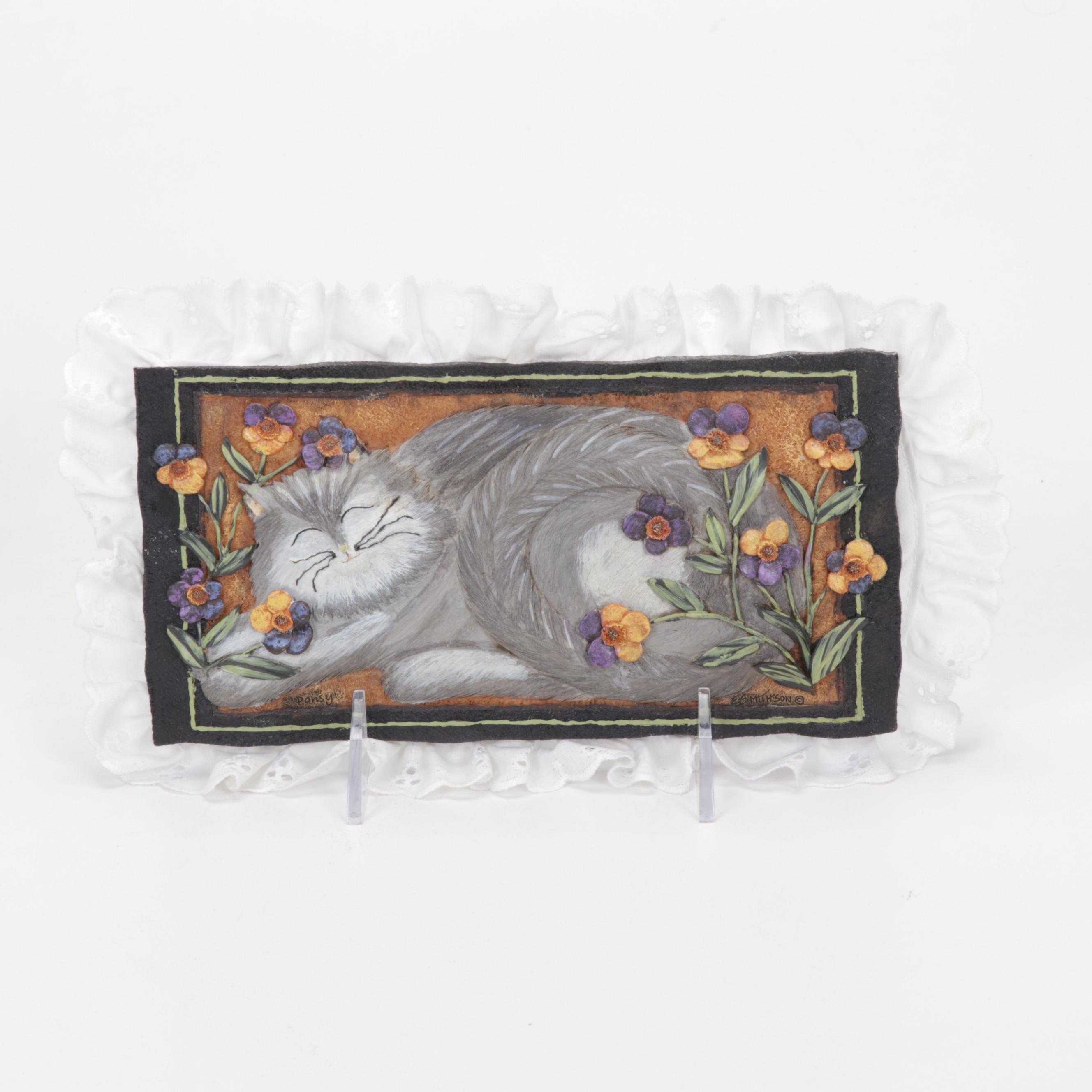 E. Smithson Folk Art Resin Wall Plaques Featuring "Snow Rose"