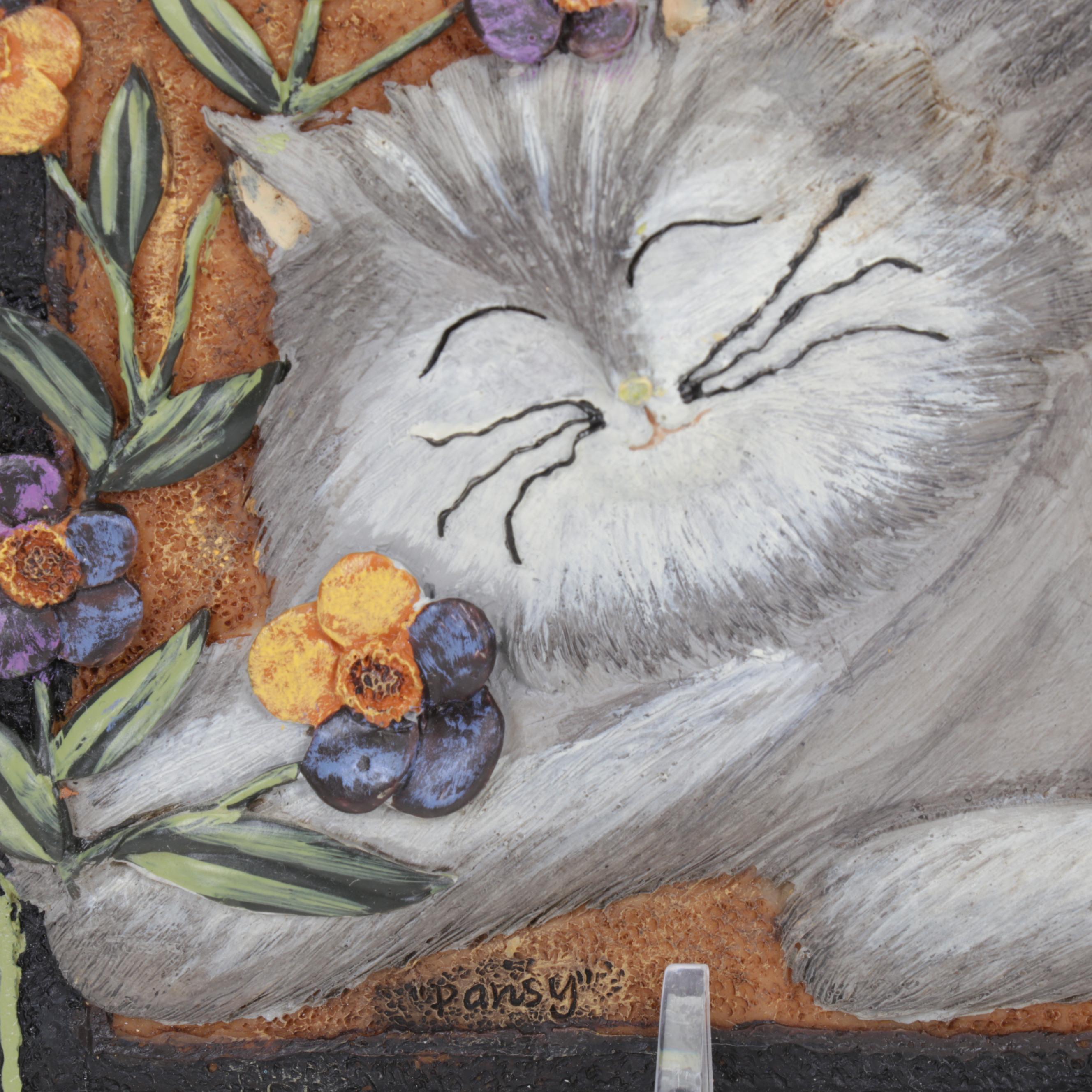 E. Smithson Folk Art Resin Wall Plaques Featuring "Snow Rose"