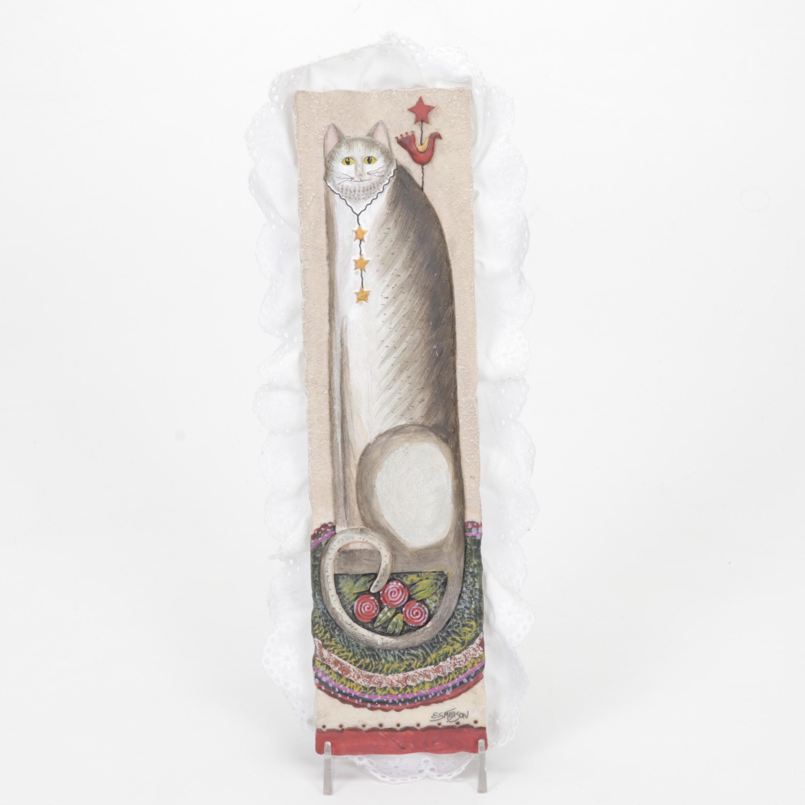 E. Smithson Folk Art Resin Wall Plaques Featuring "Snow Rose"