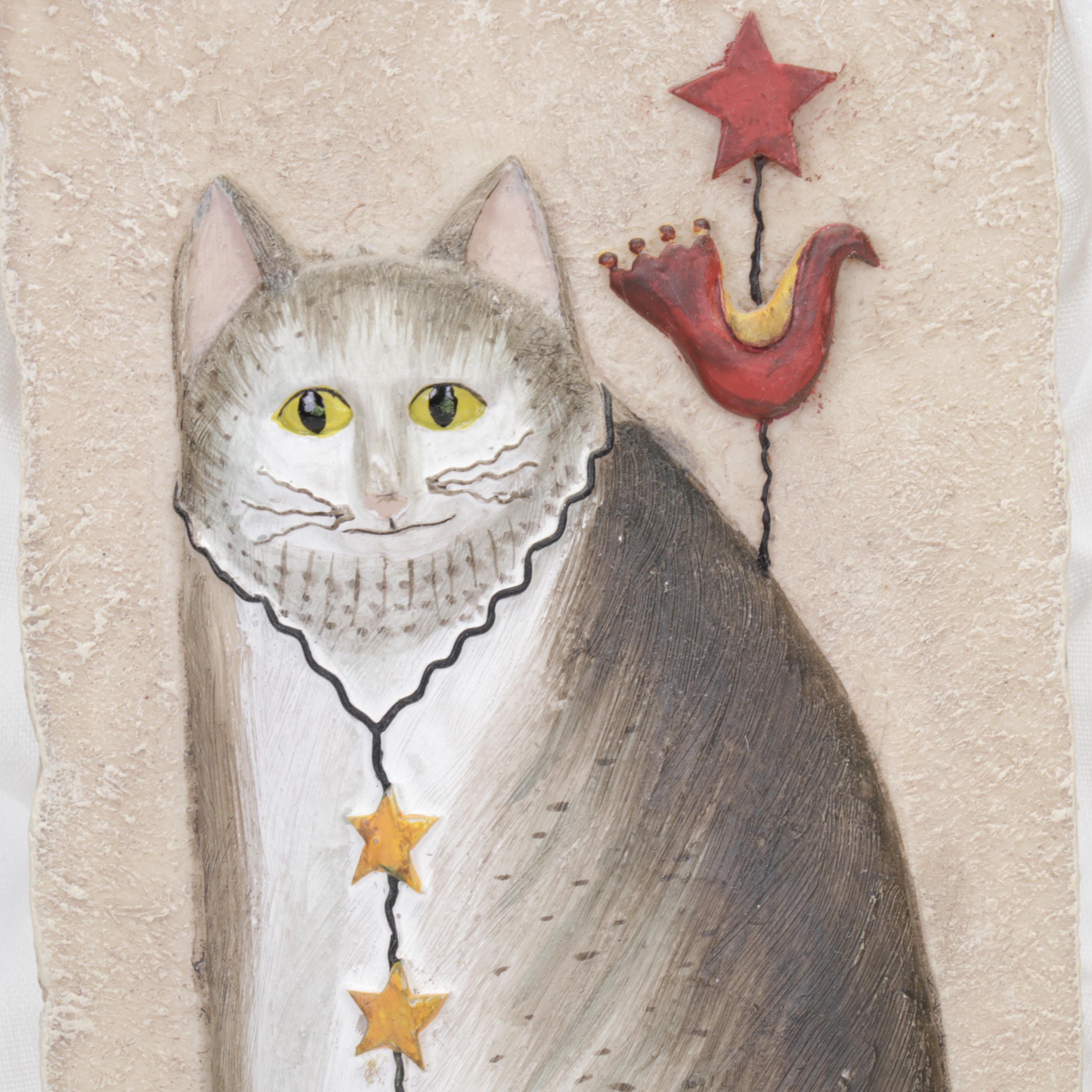 E. Smithson Folk Art Resin Wall Plaques Featuring "Snow Rose"