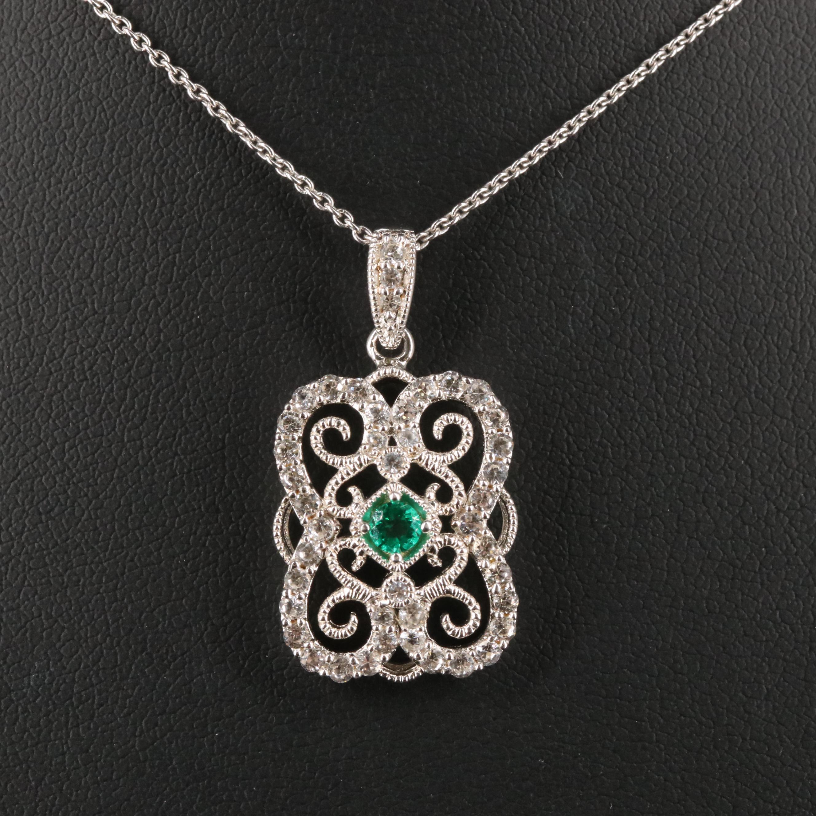 Sterling Silver Spinel and Topaz Pendant Necklace