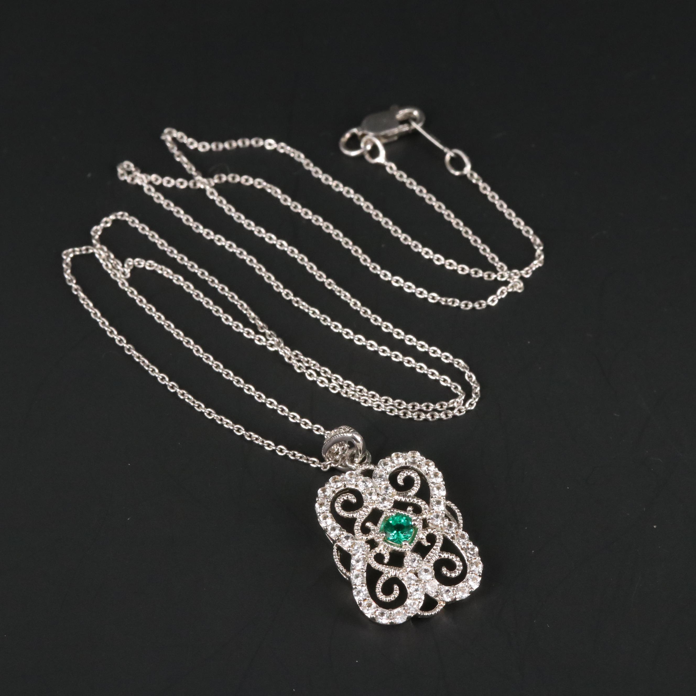 Sterling Silver Spinel and Topaz Pendant Necklace