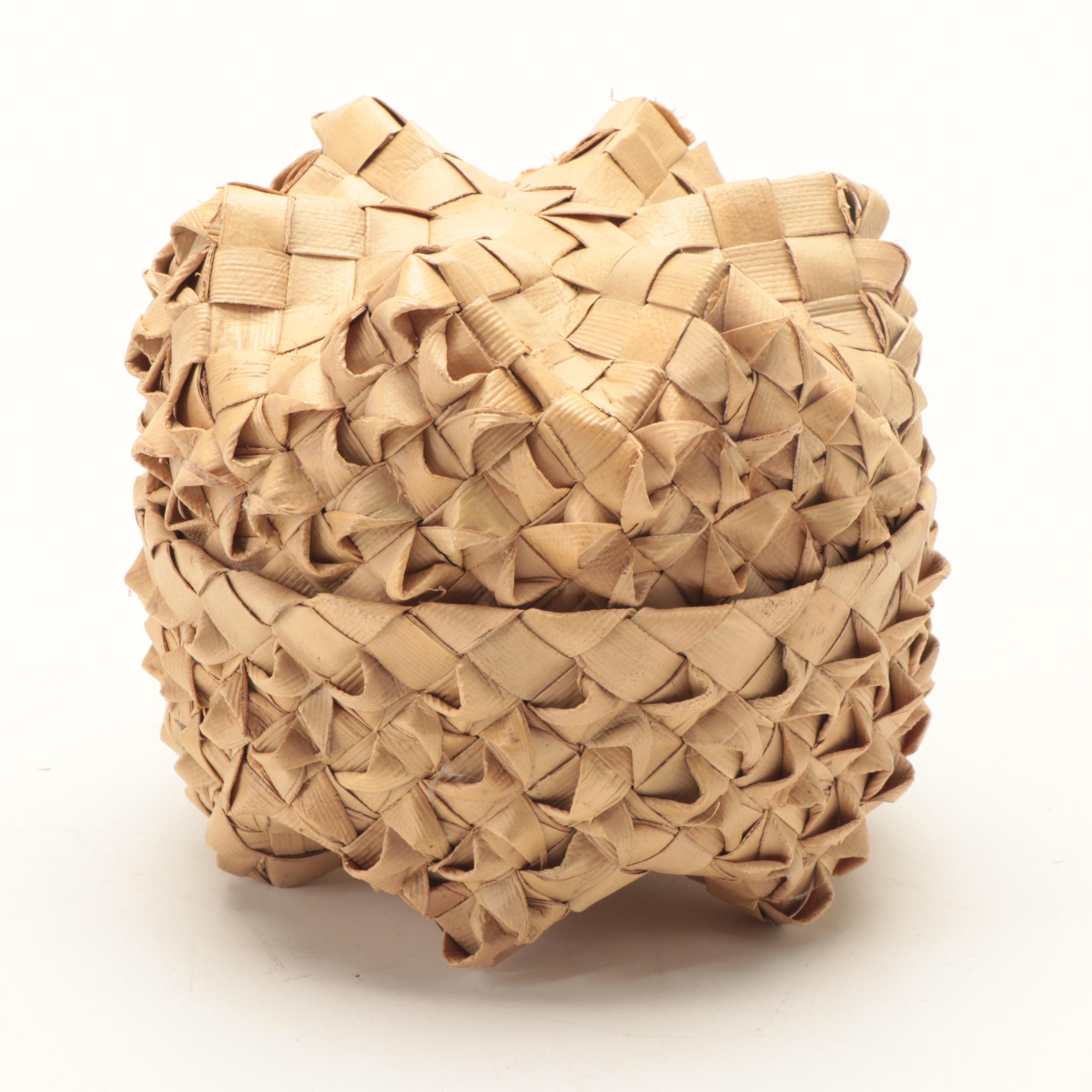 Hawaiian Islands Lauhala Handwoven Basket with Slieve Bawn Basket