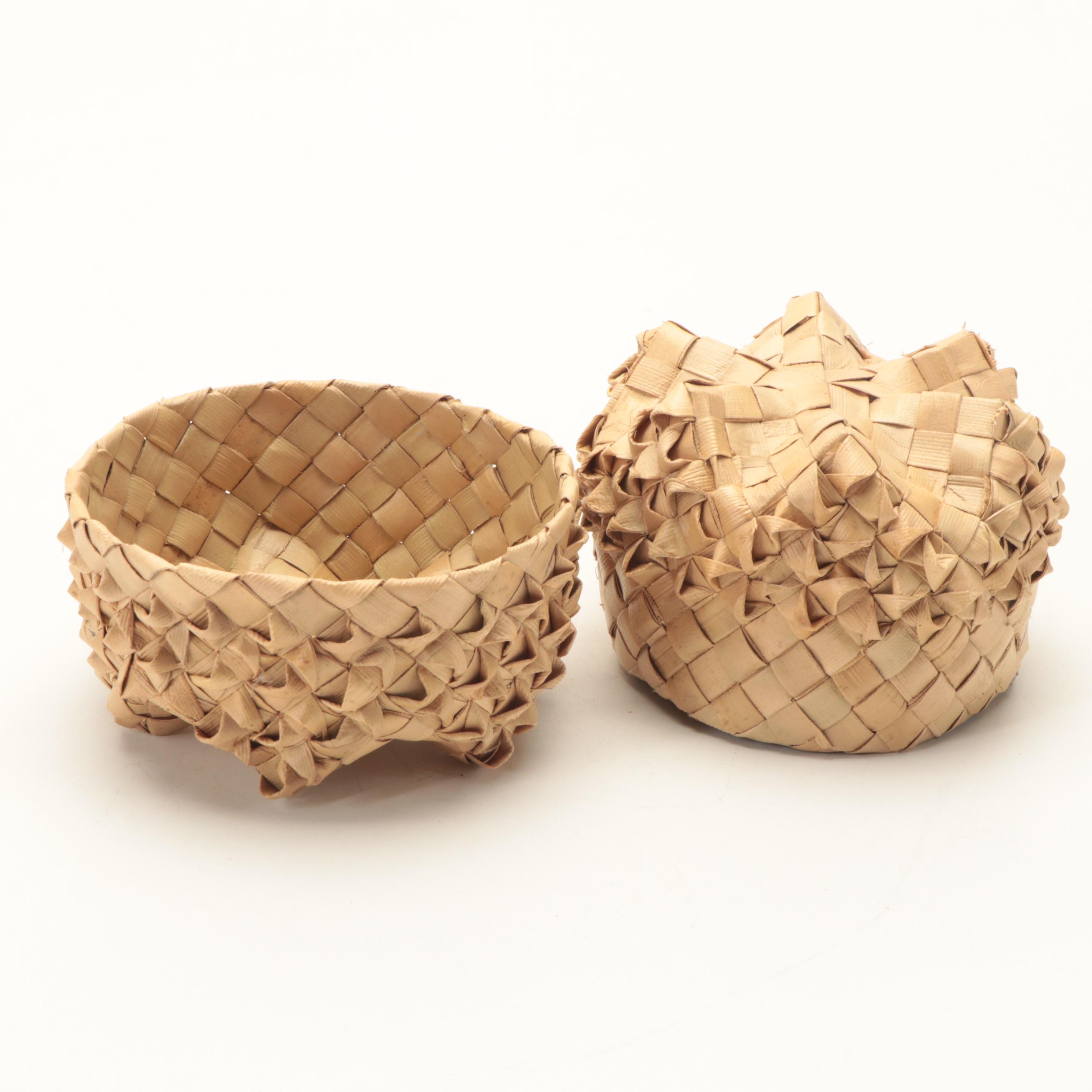 Hawaiian Islands Lauhala Handwoven Basket with Slieve Bawn Basket