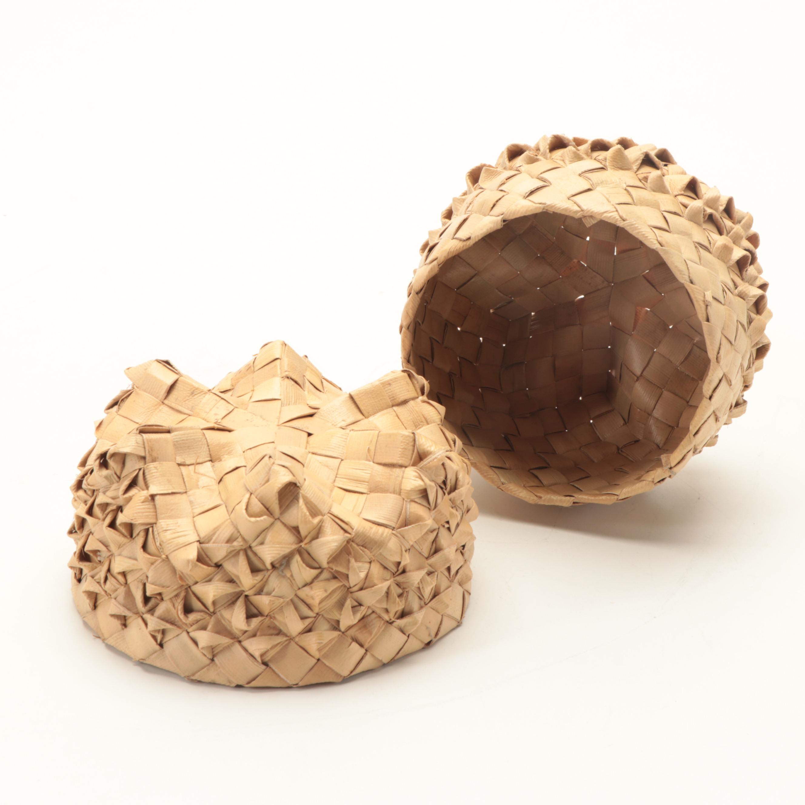 Hawaiian Islands Lauhala Handwoven Basket with Slieve Bawn Basket