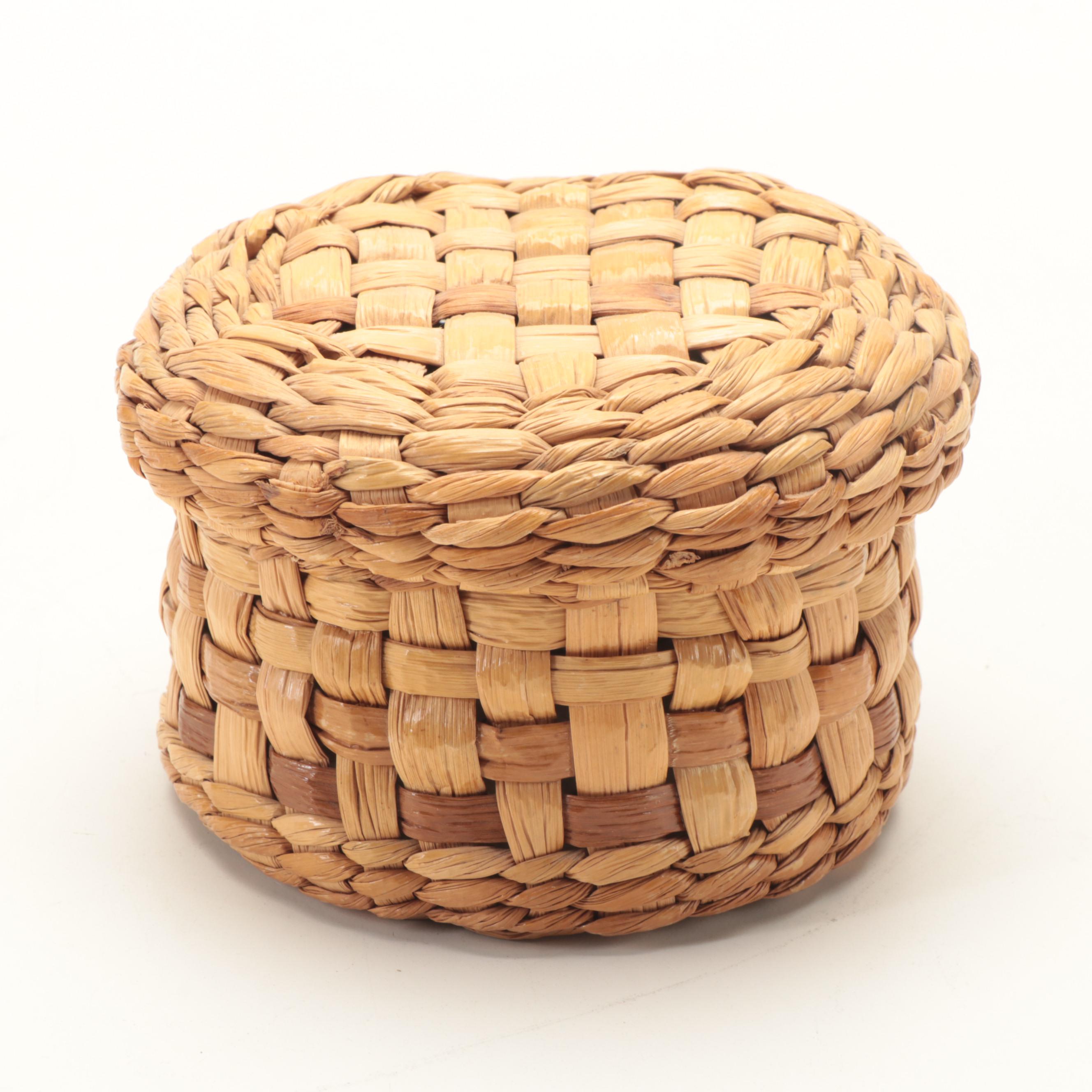 Hawaiian Islands Lauhala Handwoven Basket with Slieve Bawn Basket
