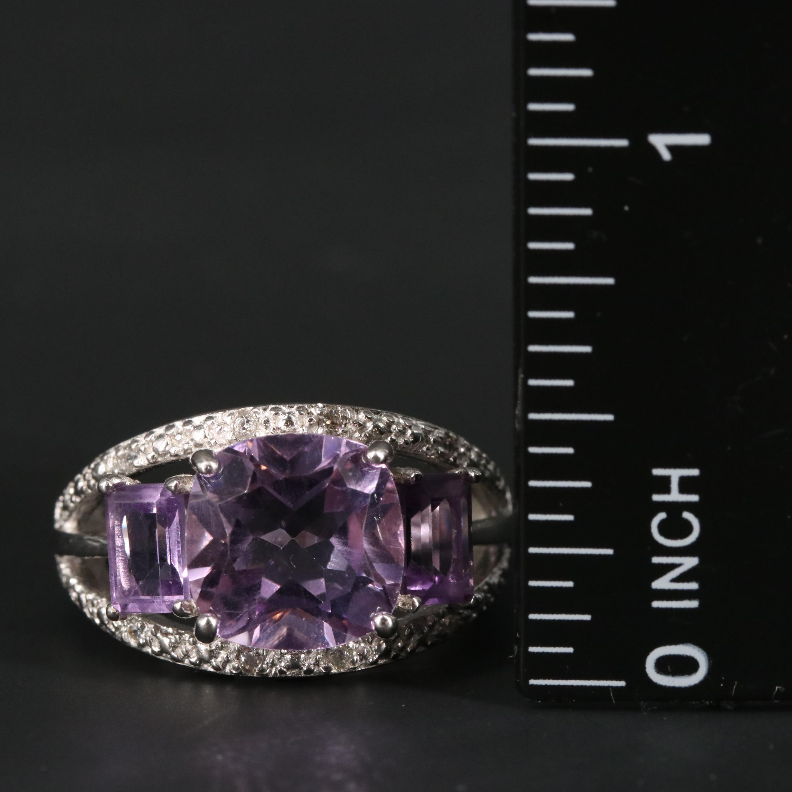 Sterling Silver Amethyst and Sapphire Ring