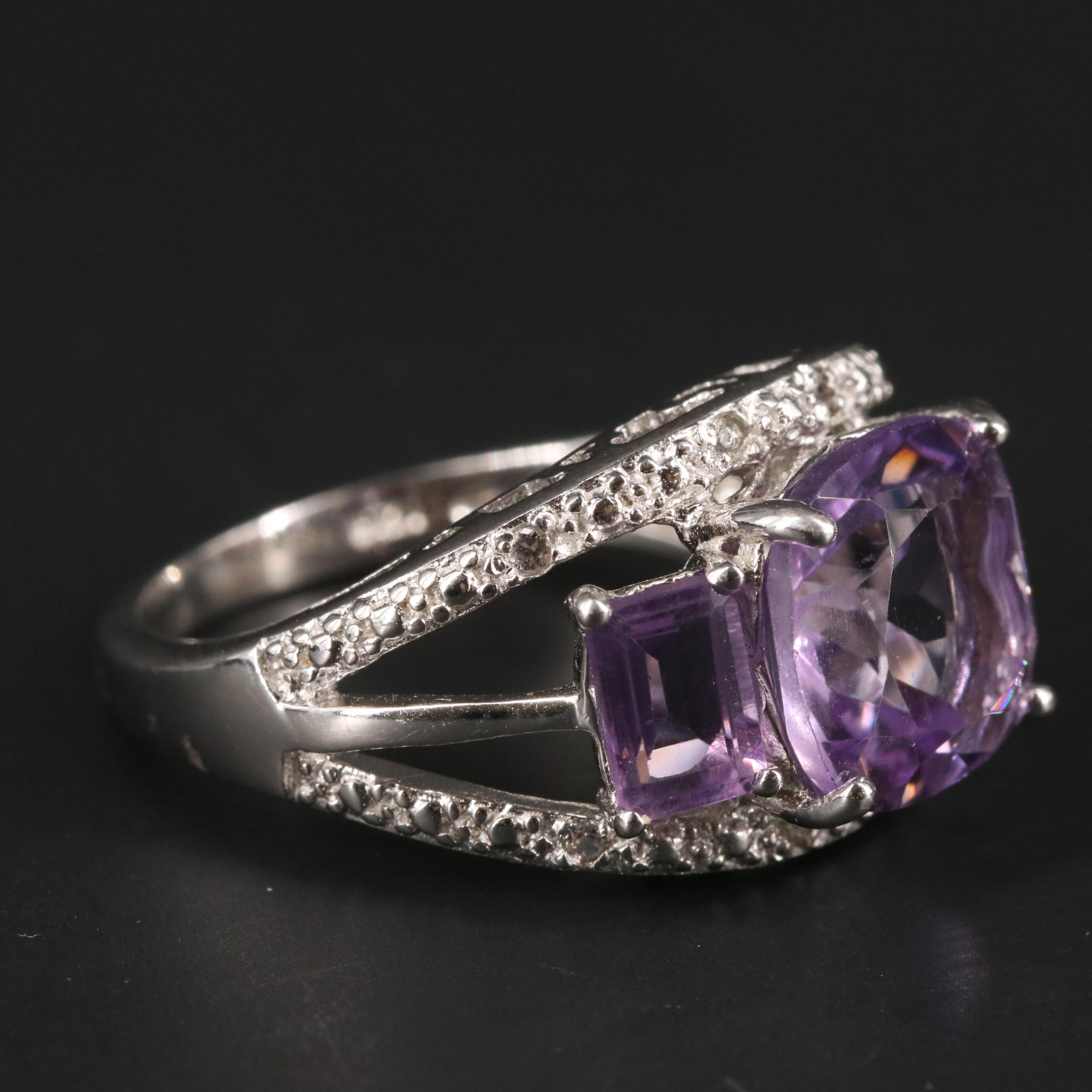 Sterling Silver Amethyst and Sapphire Ring