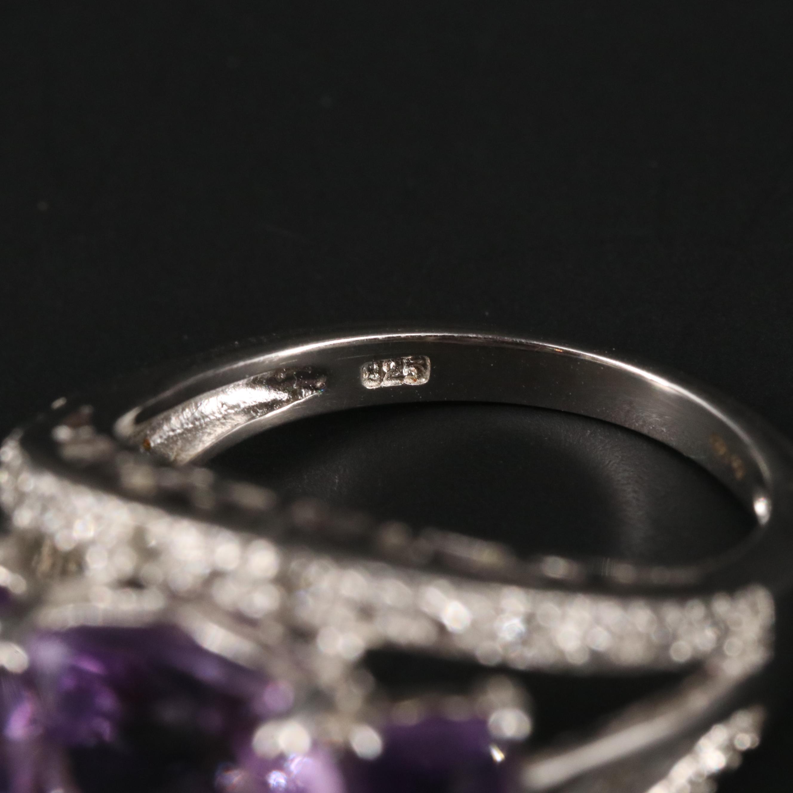 Sterling Silver Amethyst and Sapphire Ring