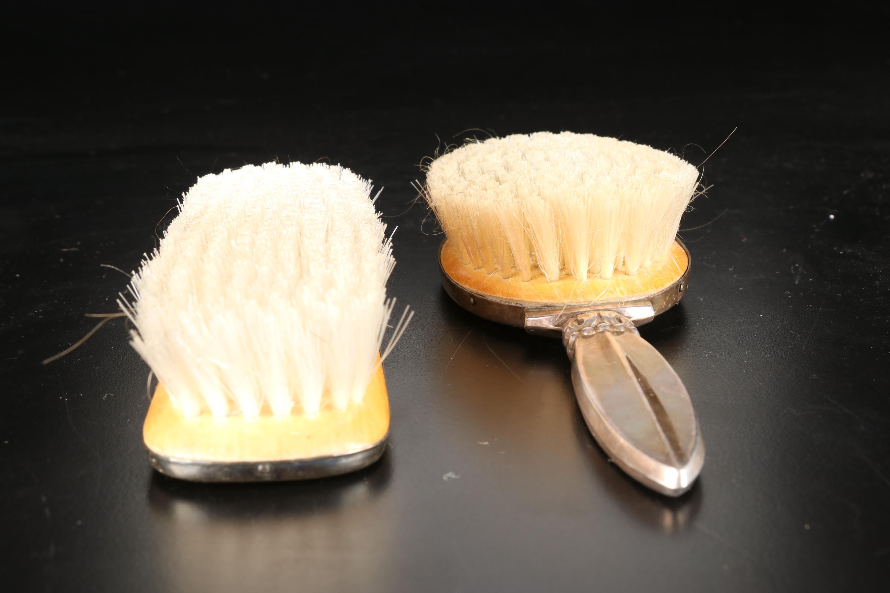 Silver Plate JThS Hand Mirror, Vanity Brush, Silver Chain Link Purse, & More