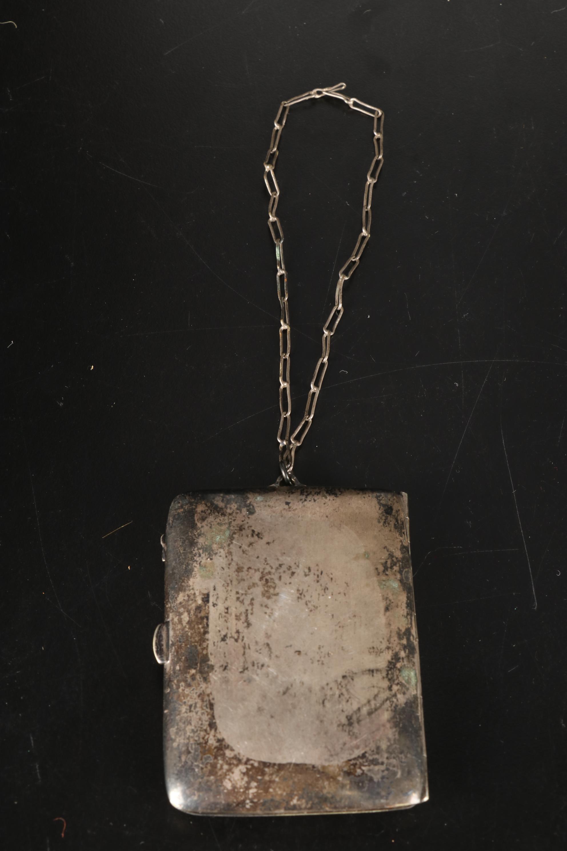 Silver Plate JThS Hand Mirror, Vanity Brush, Silver Chain Link Purse, & More