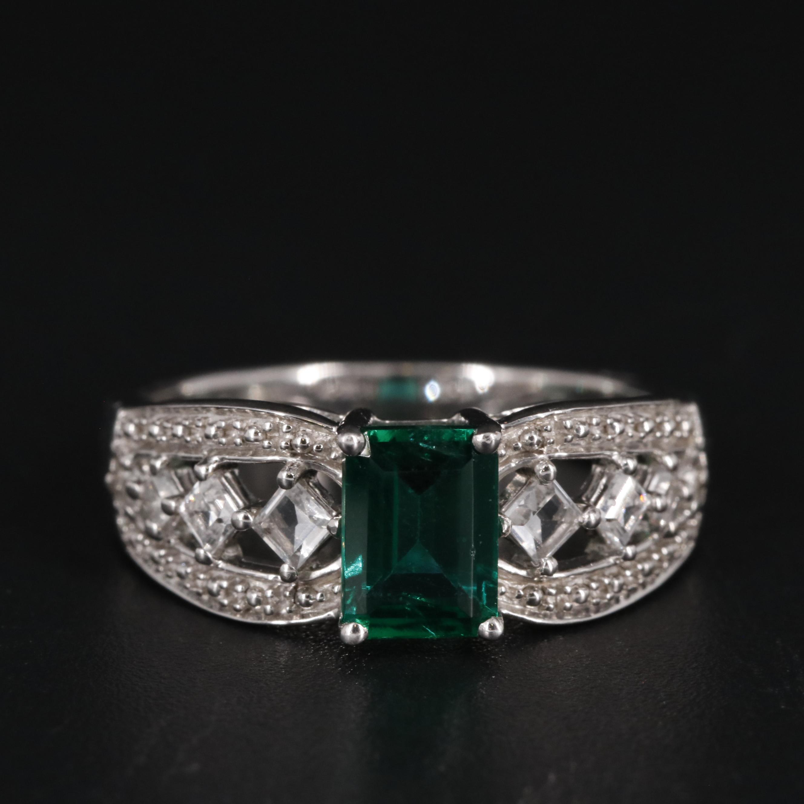 Sterling Silver Emerald and Topaz Ring