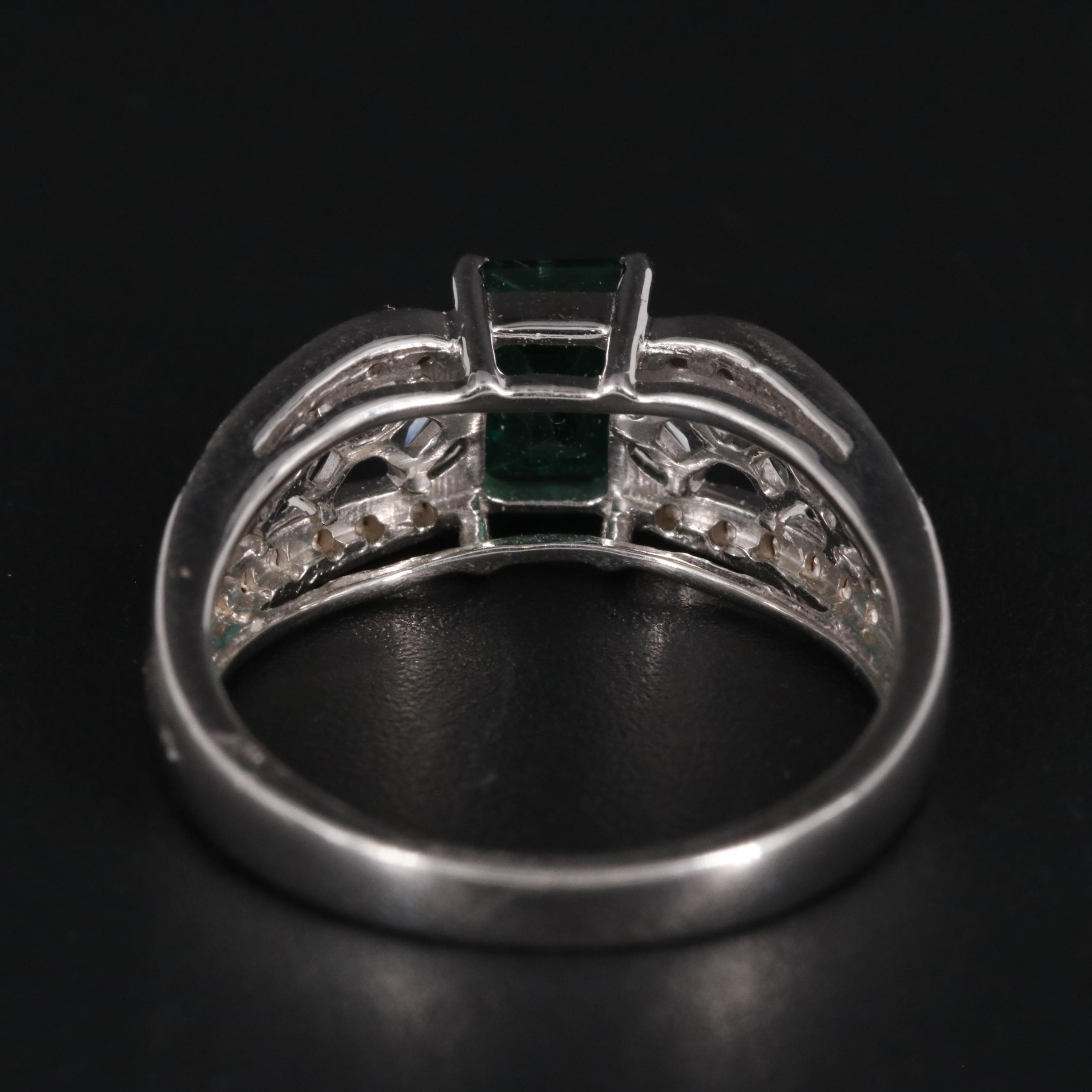 Sterling Silver Emerald and Topaz Ring