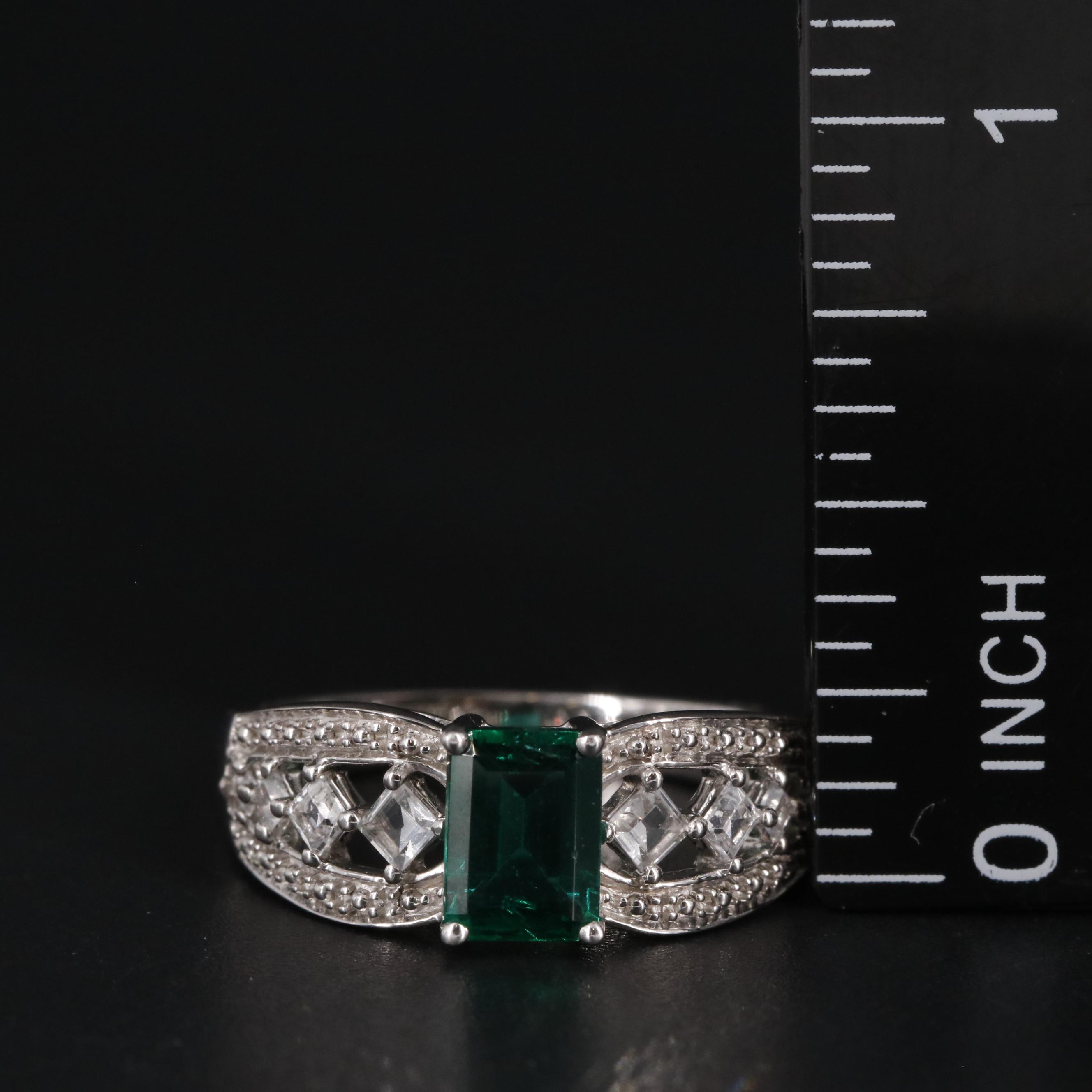 Sterling Silver Emerald and Topaz Ring