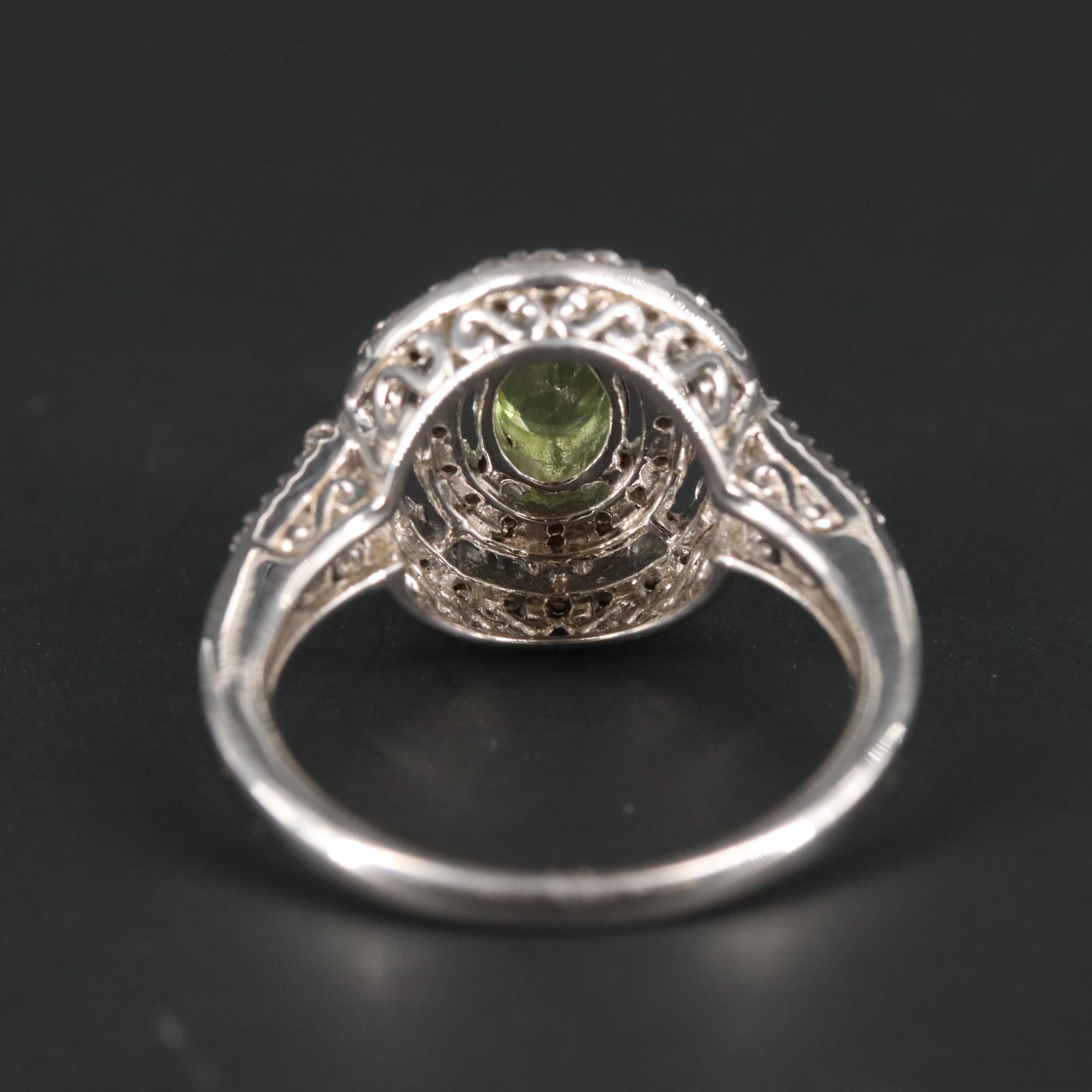 Sterling Silver Peridot and Sapphire Ring