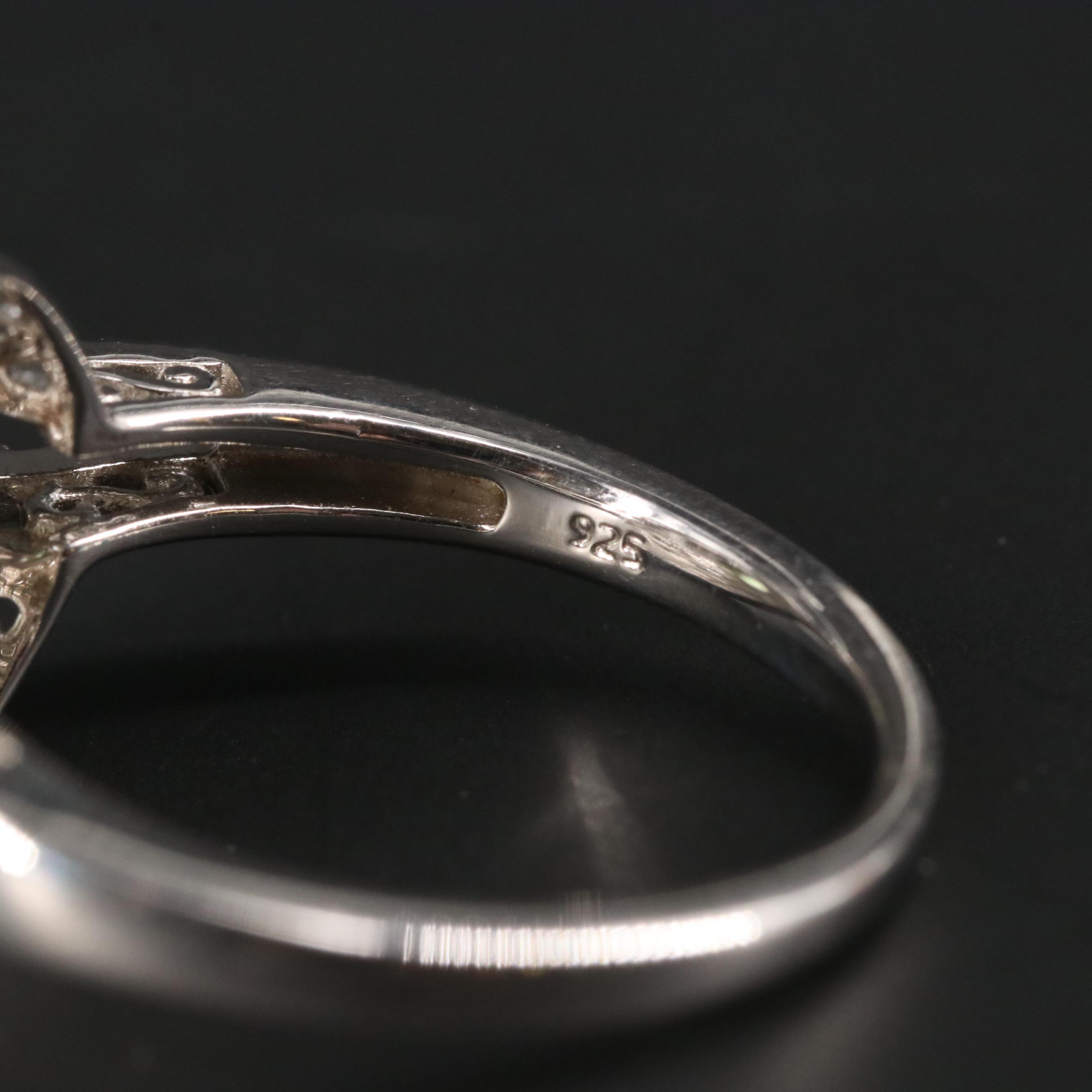 Sterling Silver Peridot and Sapphire Ring