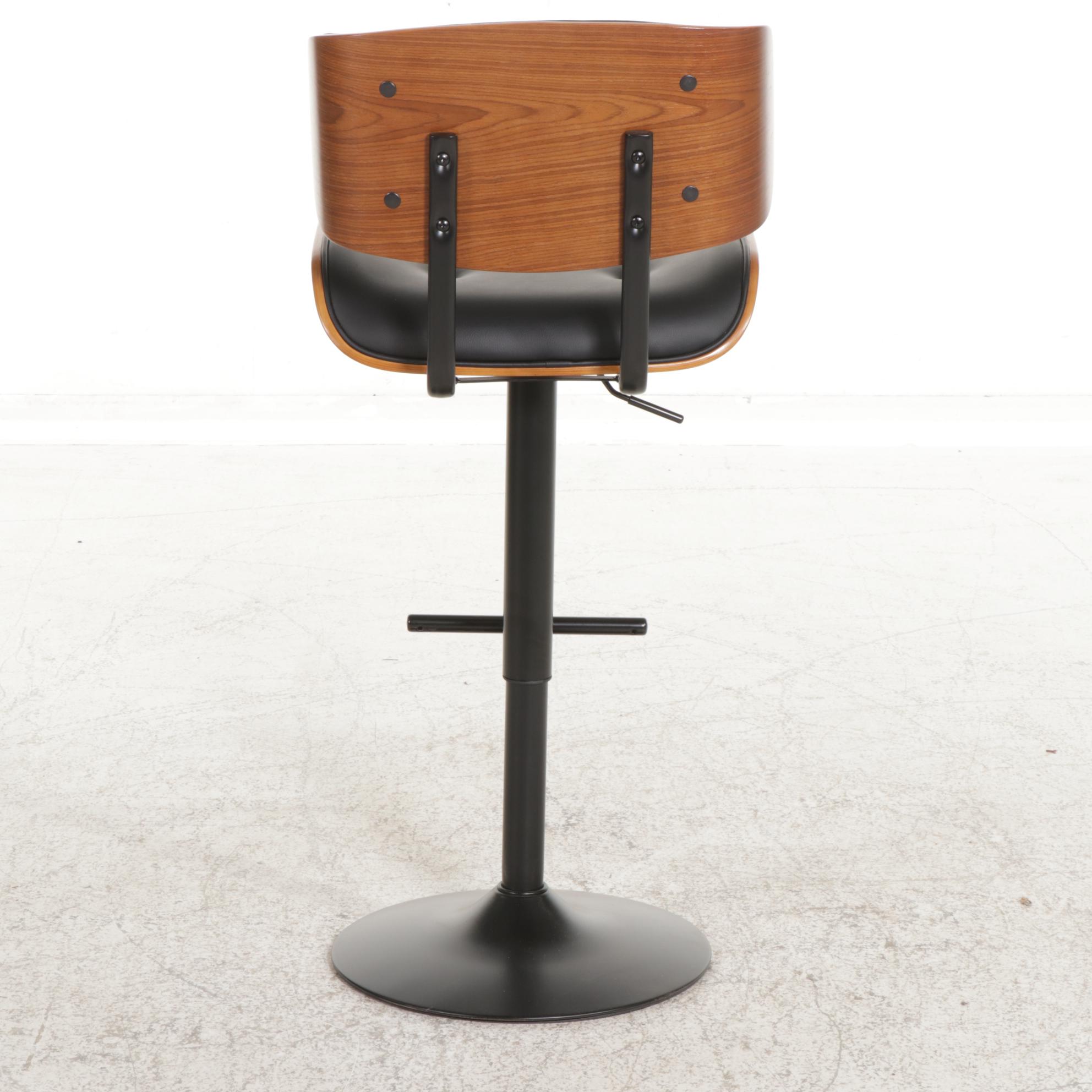 Lumisource "Lombardi" Black Vinyl and Molded Shell Adjustable Barstool