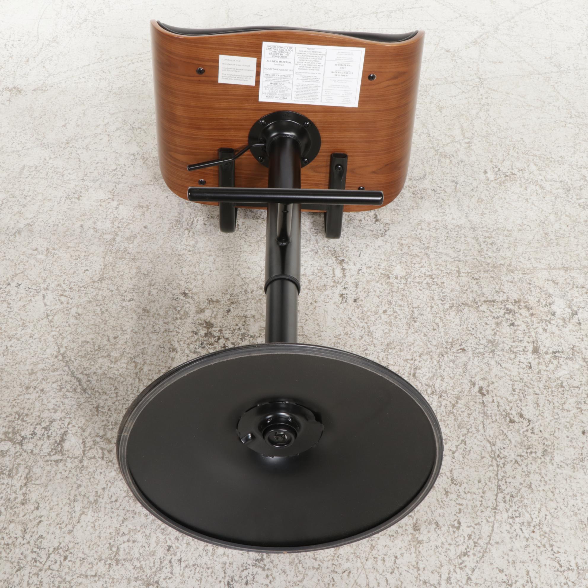 Lumisource "Lombardi" Black Vinyl and Molded Shell Adjustable Barstool