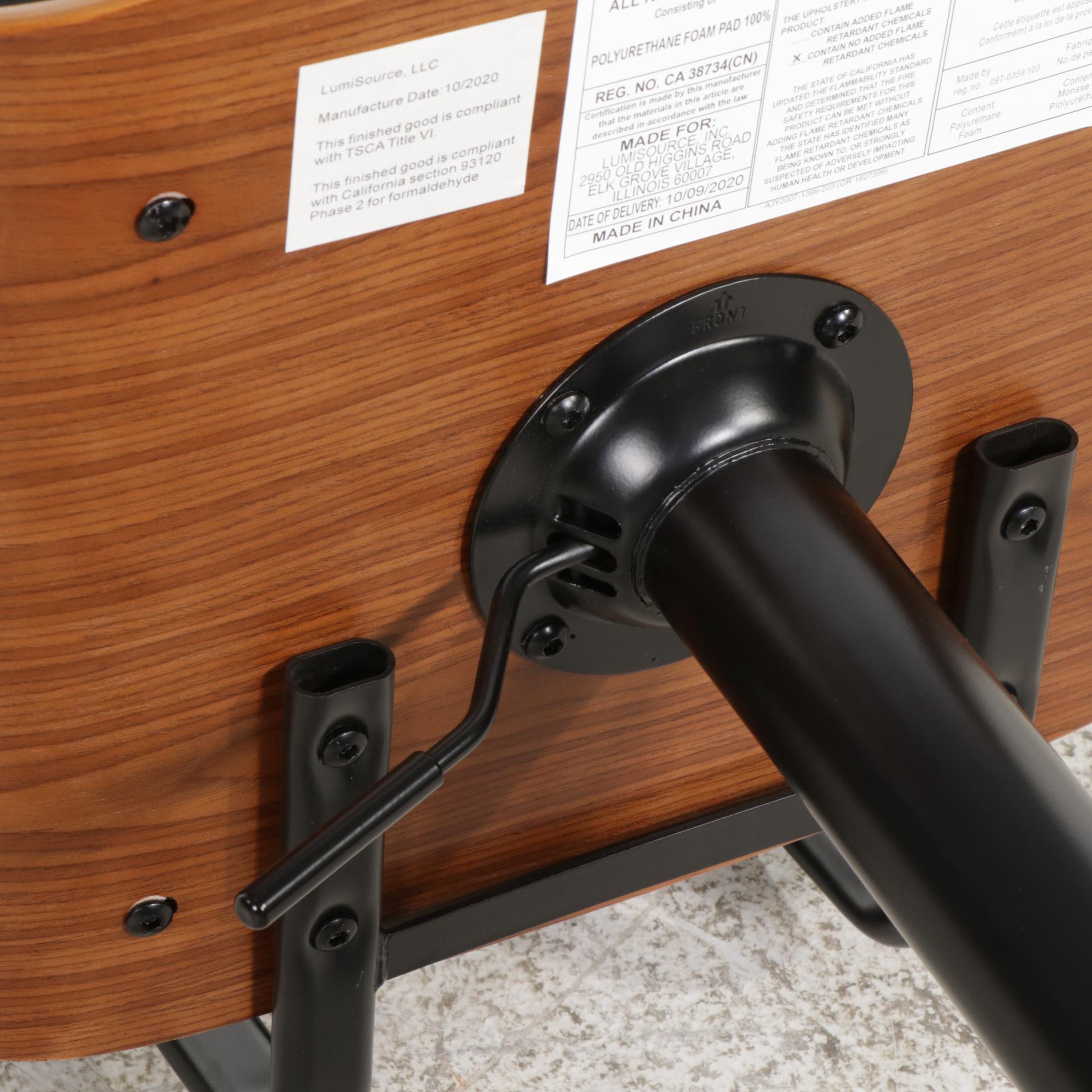 Lumisource "Lombardi" Black Vinyl and Molded Shell Adjustable Barstool