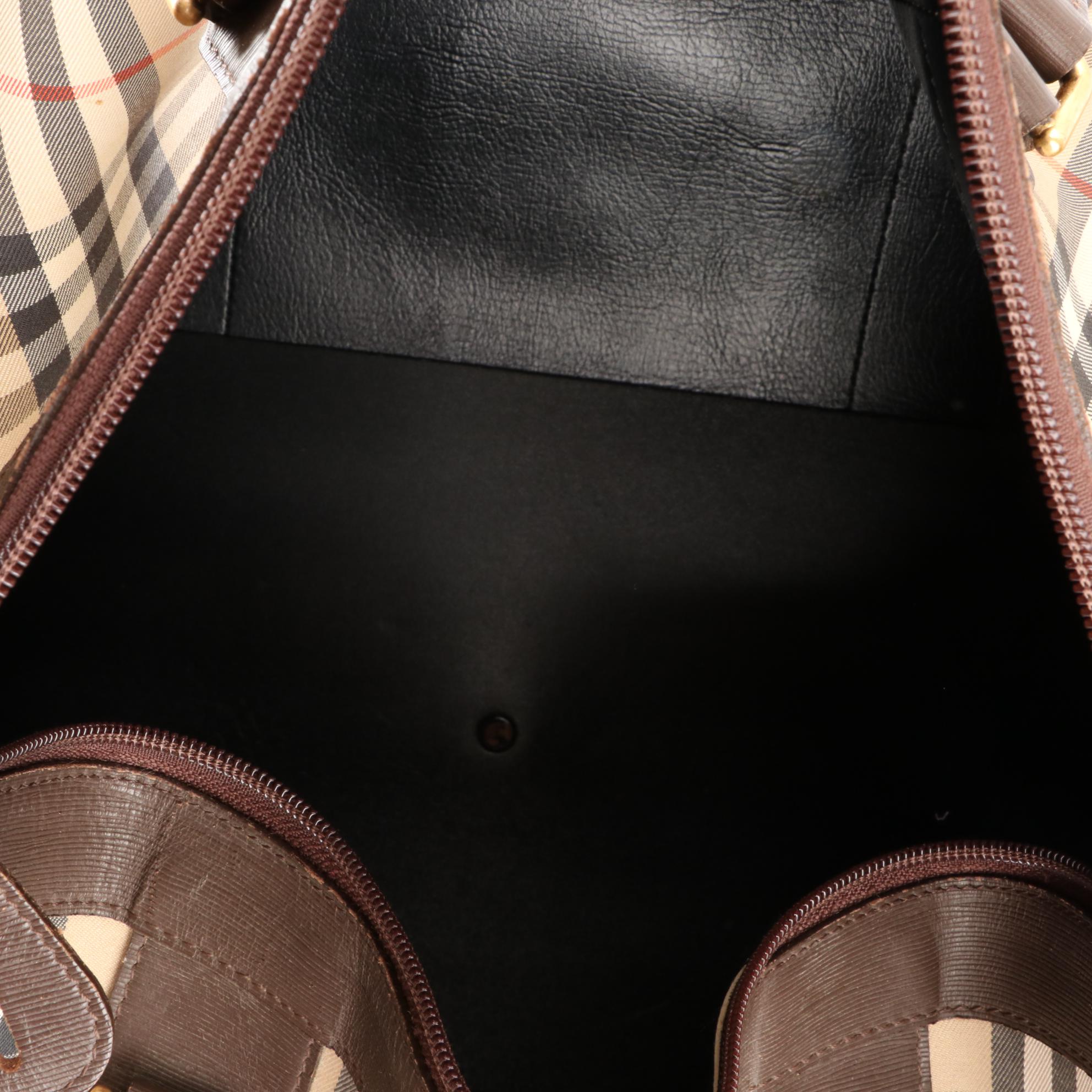 Burberrys Medium Travel Bag and Zip Pouch in Haymarket Check Gabardine/Leather