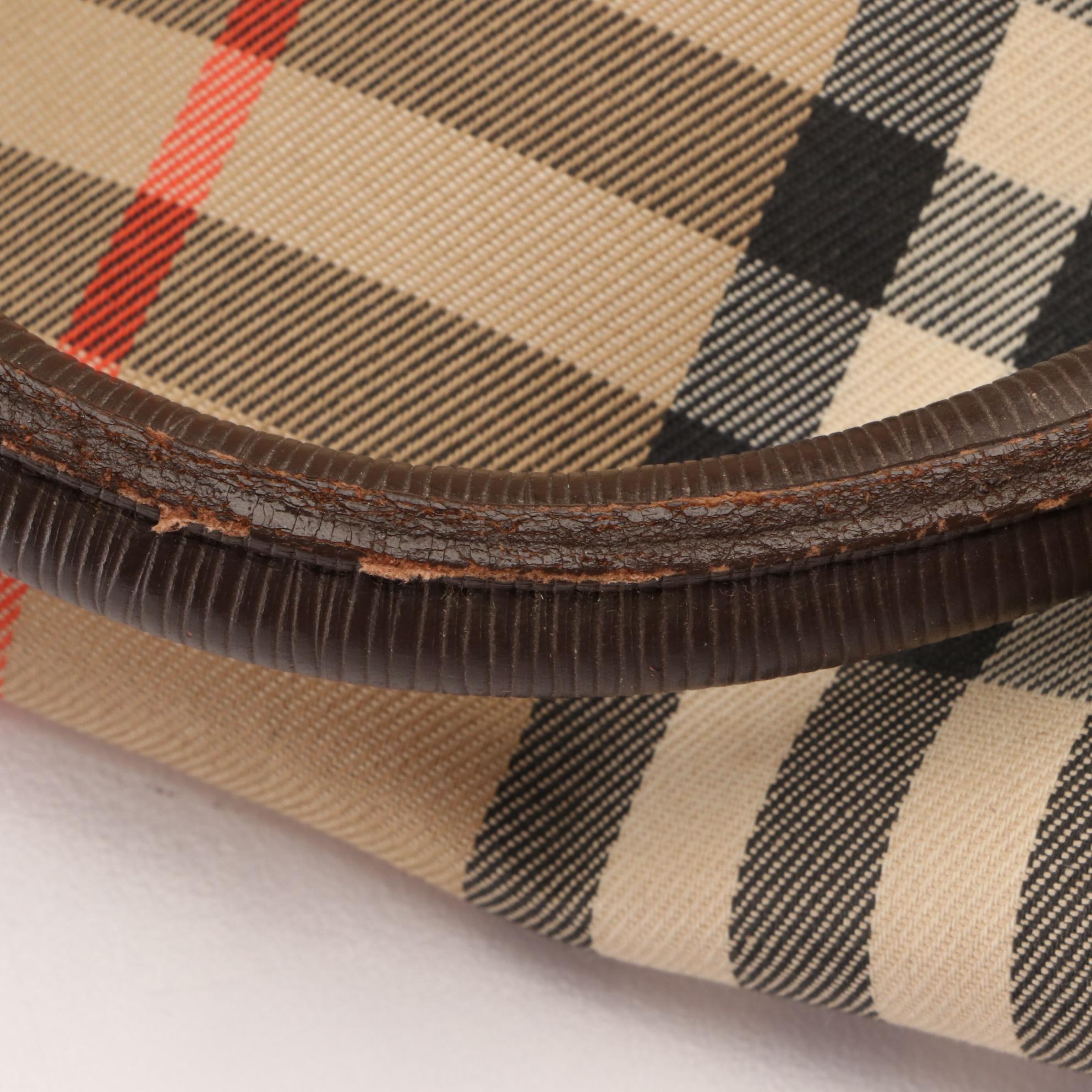 Burberrys Medium Travel Bag and Zip Pouch in Haymarket Check Gabardine/Leather