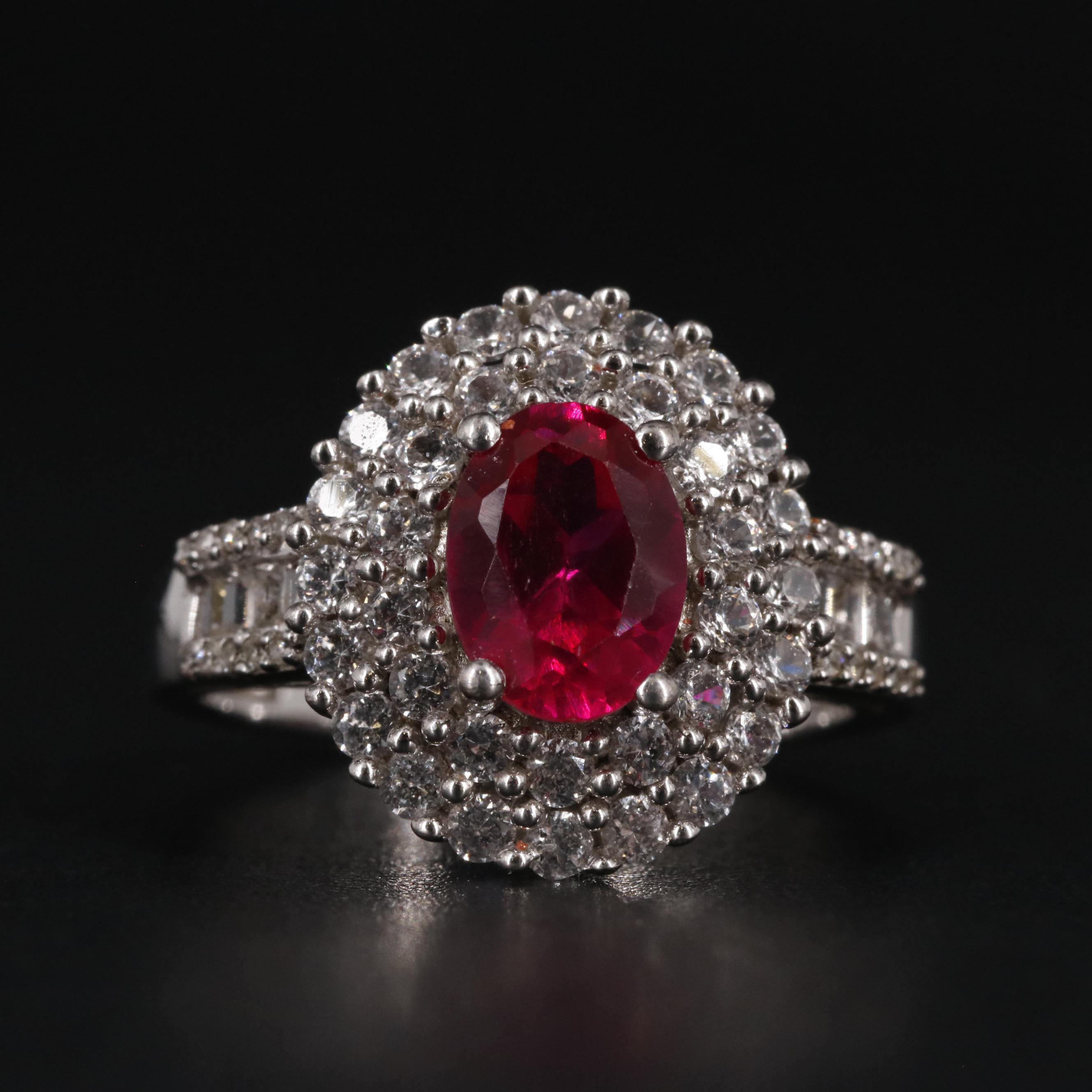 Sterling Silver Ruby and Sapphire Ring