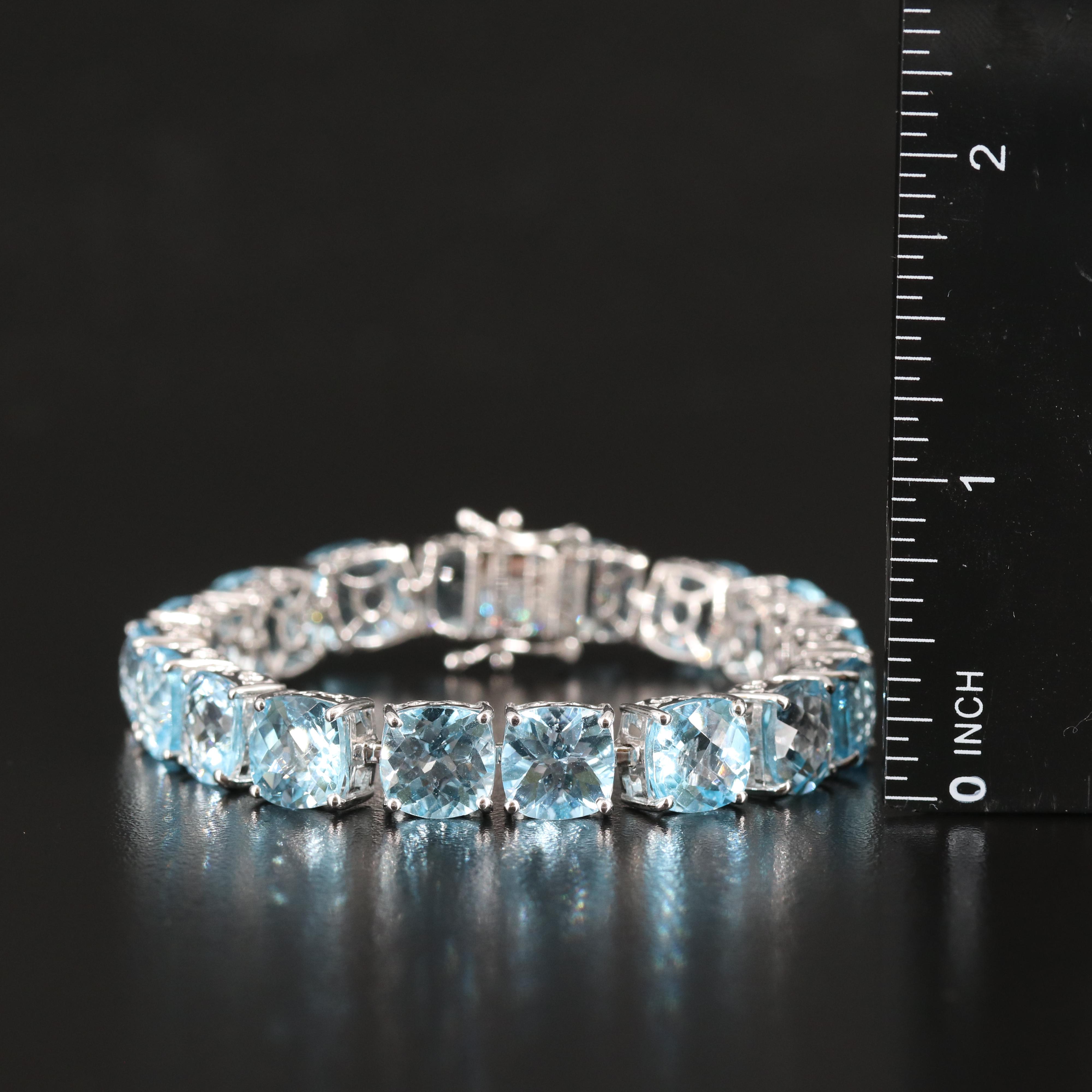 Sky Blue Topaz Line Bracelet in Sterling