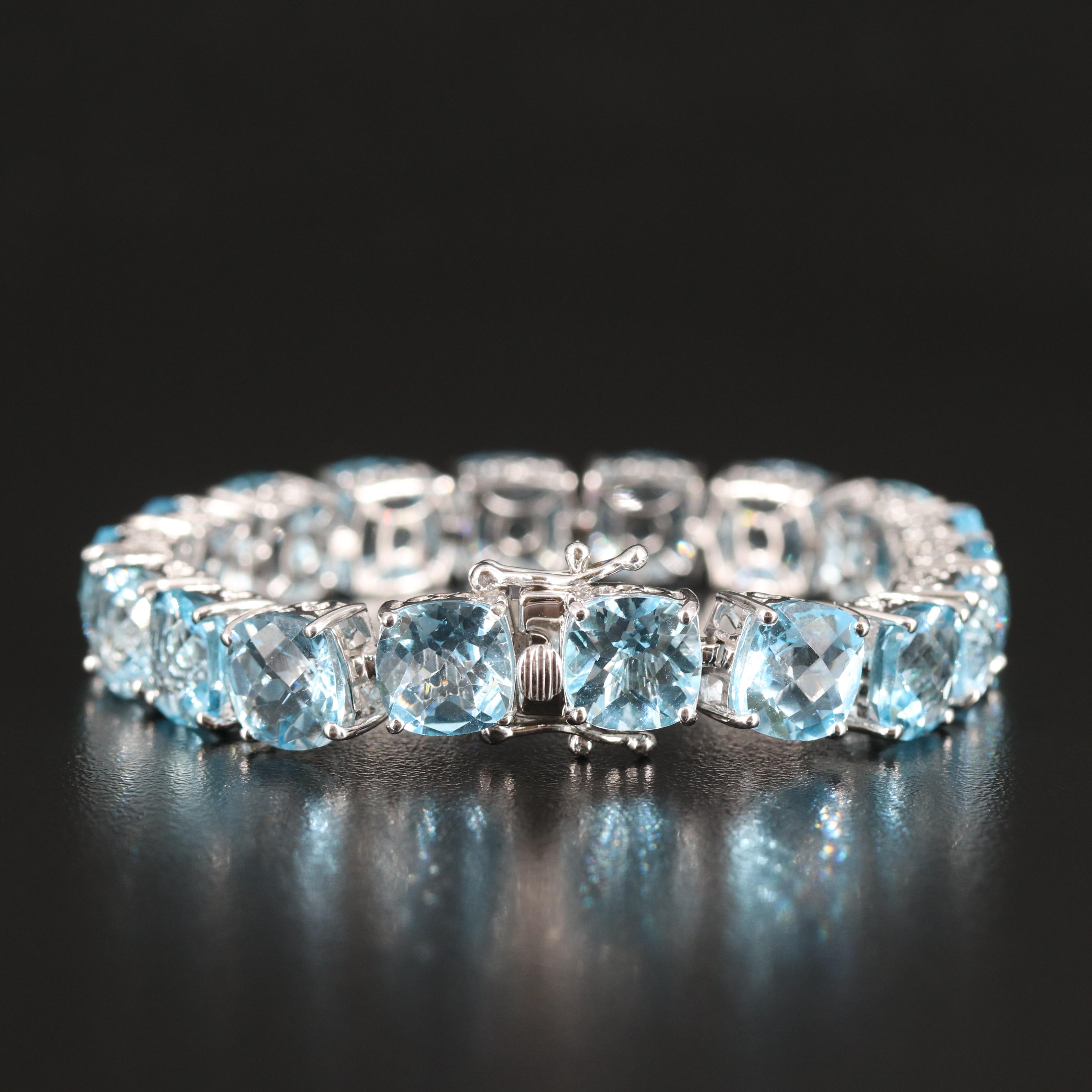 Sky Blue Topaz Line Bracelet in Sterling