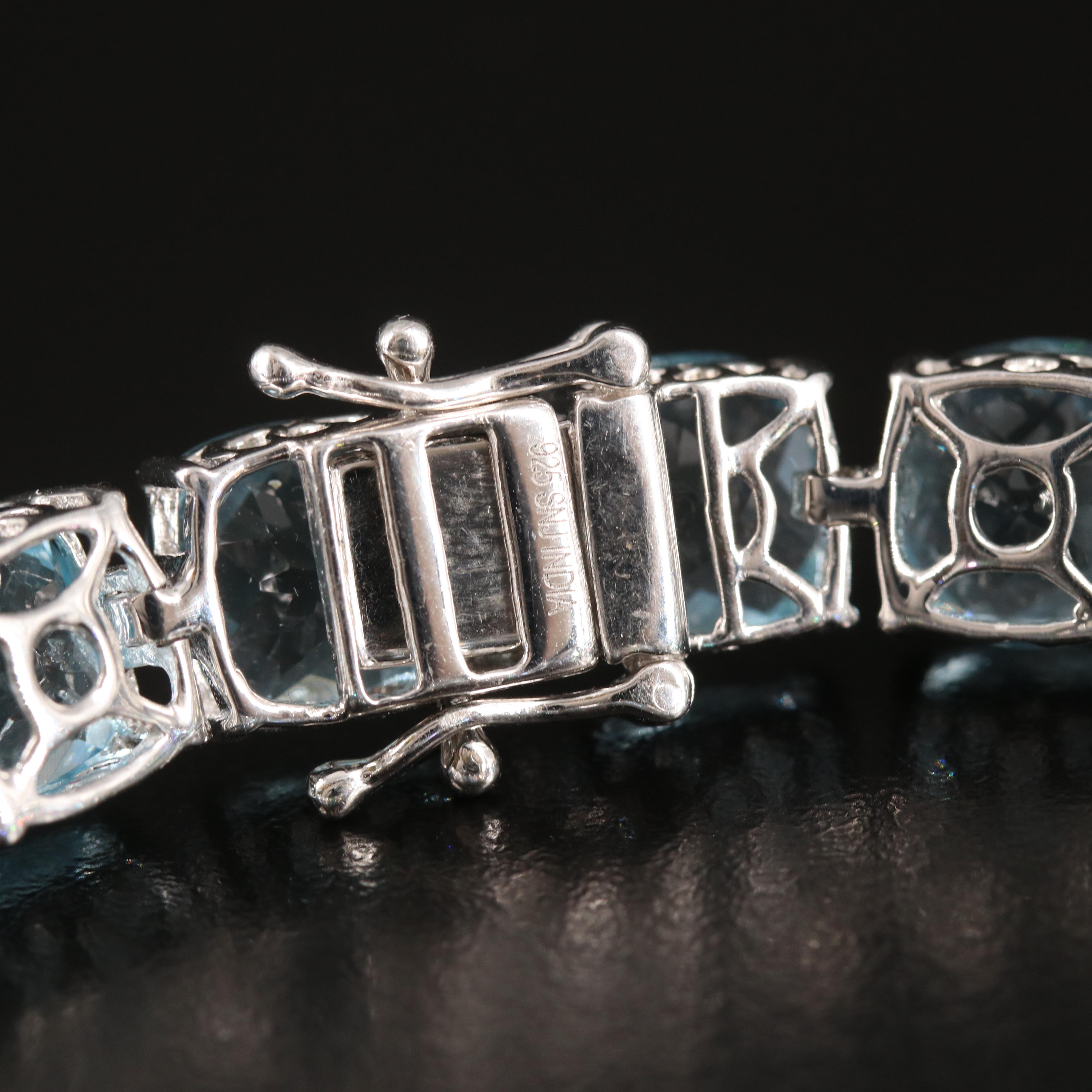 Sky Blue Topaz Line Bracelet in Sterling