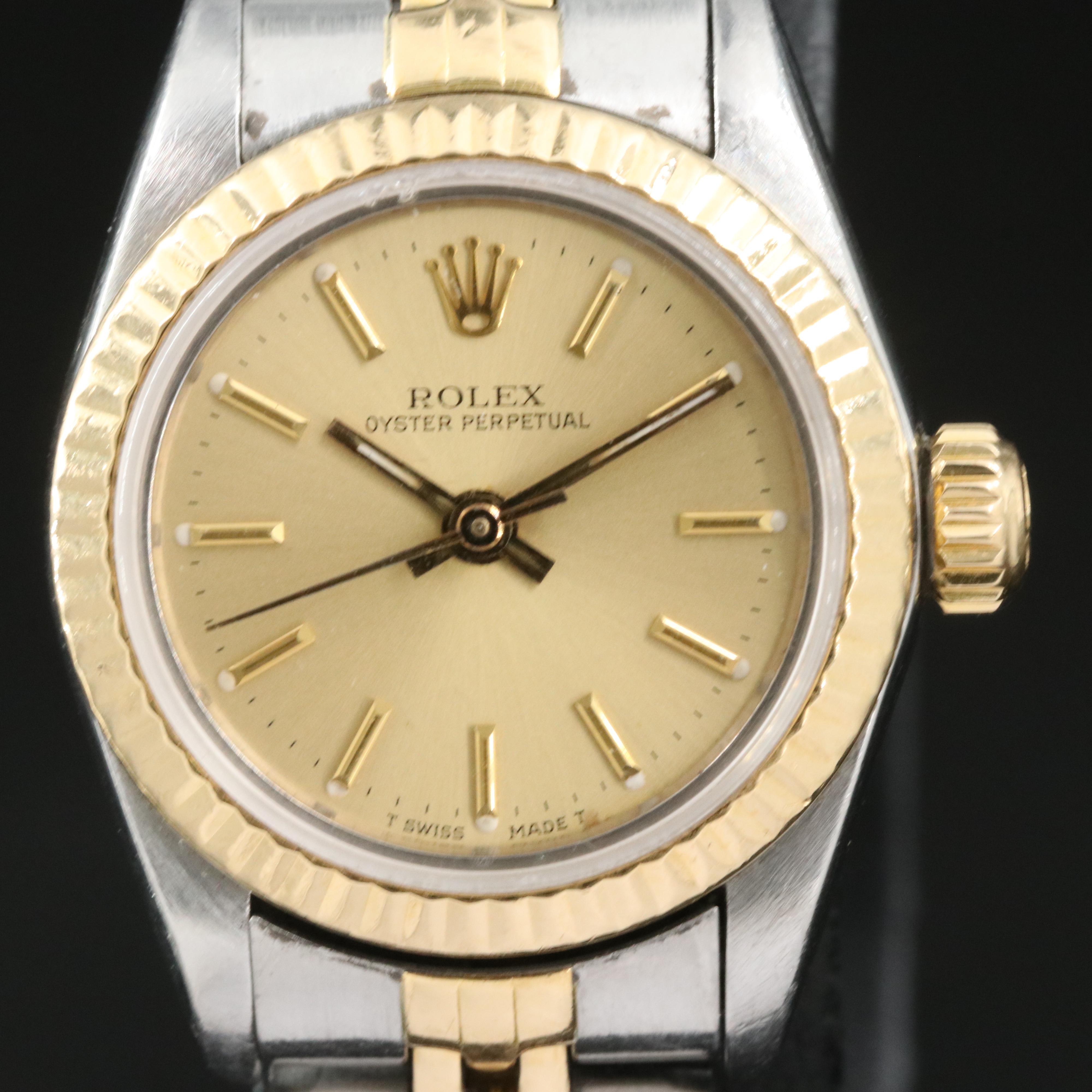 1986 Rolex Oyster Perpetual 18K and Stainless Steel Watch