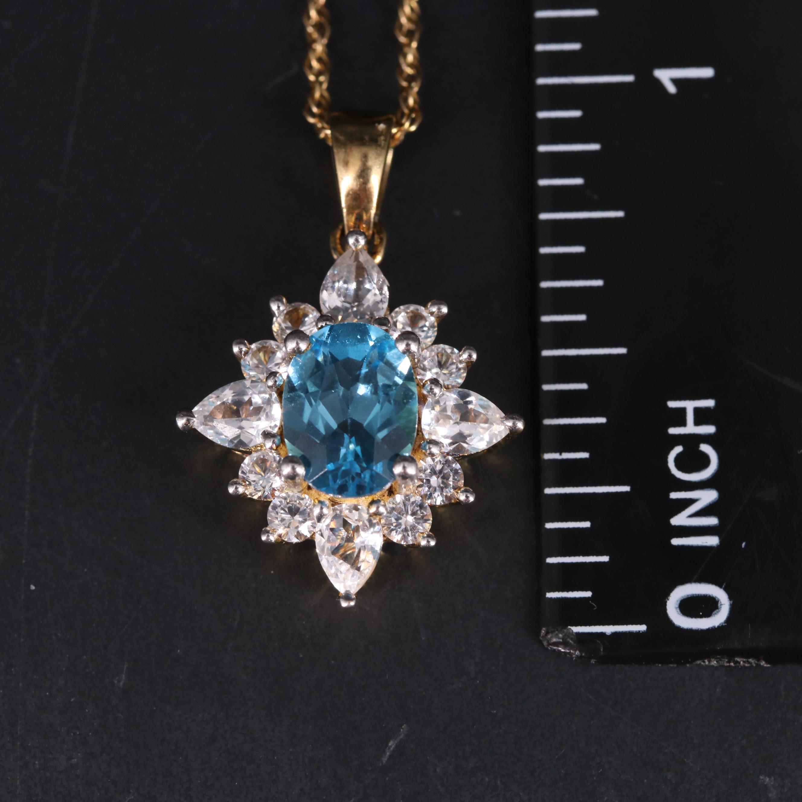 Sterling Silver Topaz and White Sapphire Necklace