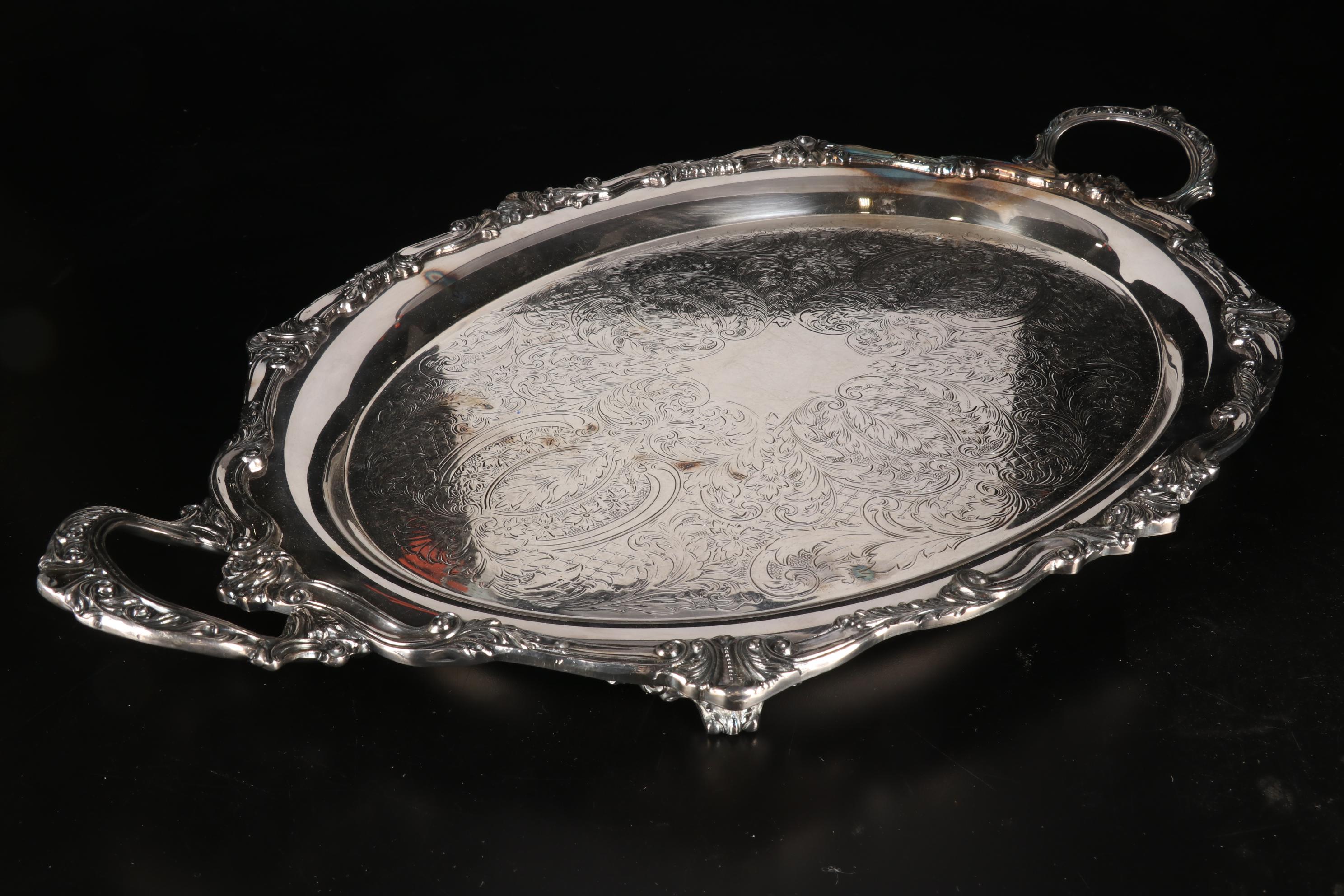 Wallace "Colonial" Silver Plate Six-Piece Tea Service and Other Tray