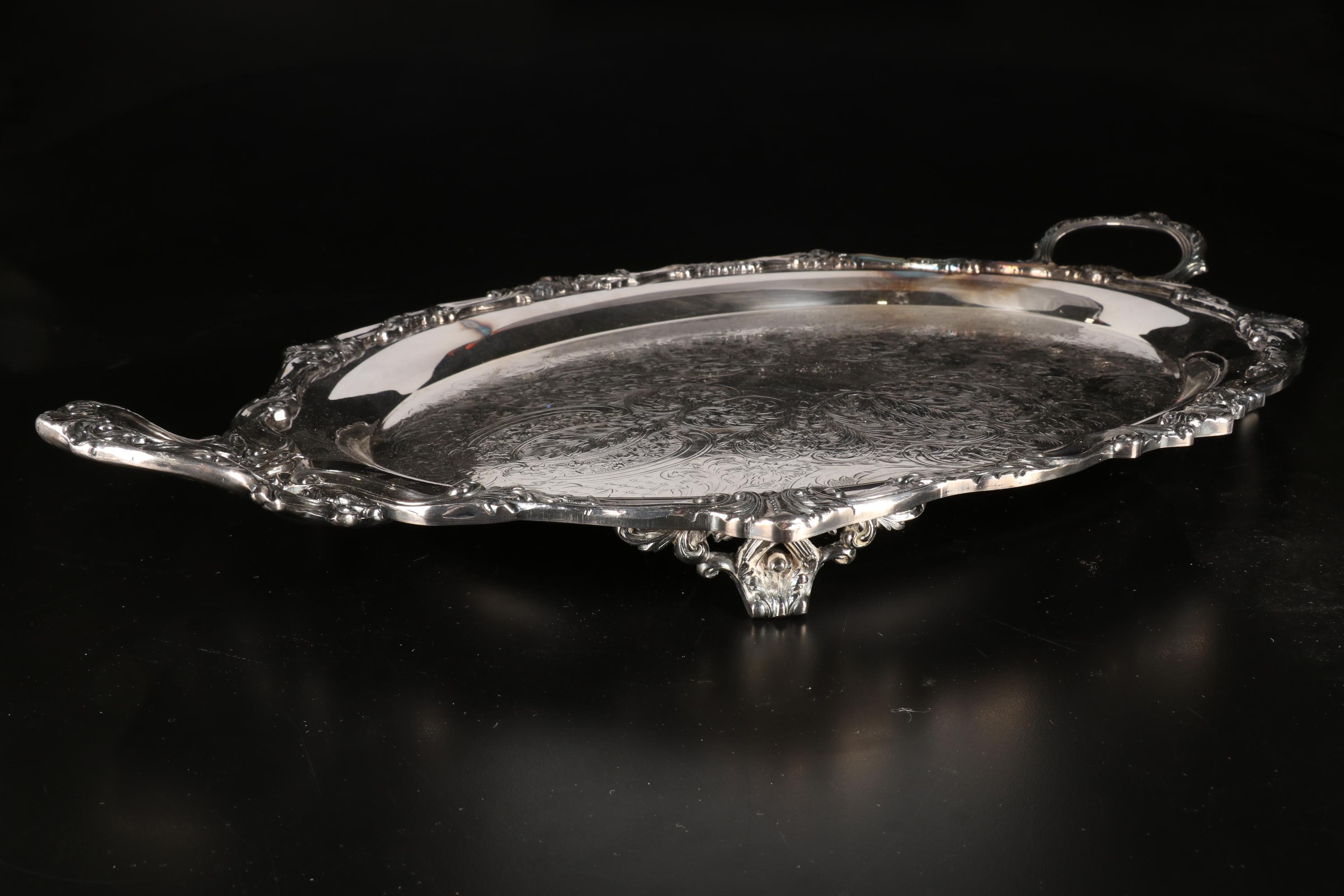 Wallace "Colonial" Silver Plate Six-Piece Tea Service and Other Tray