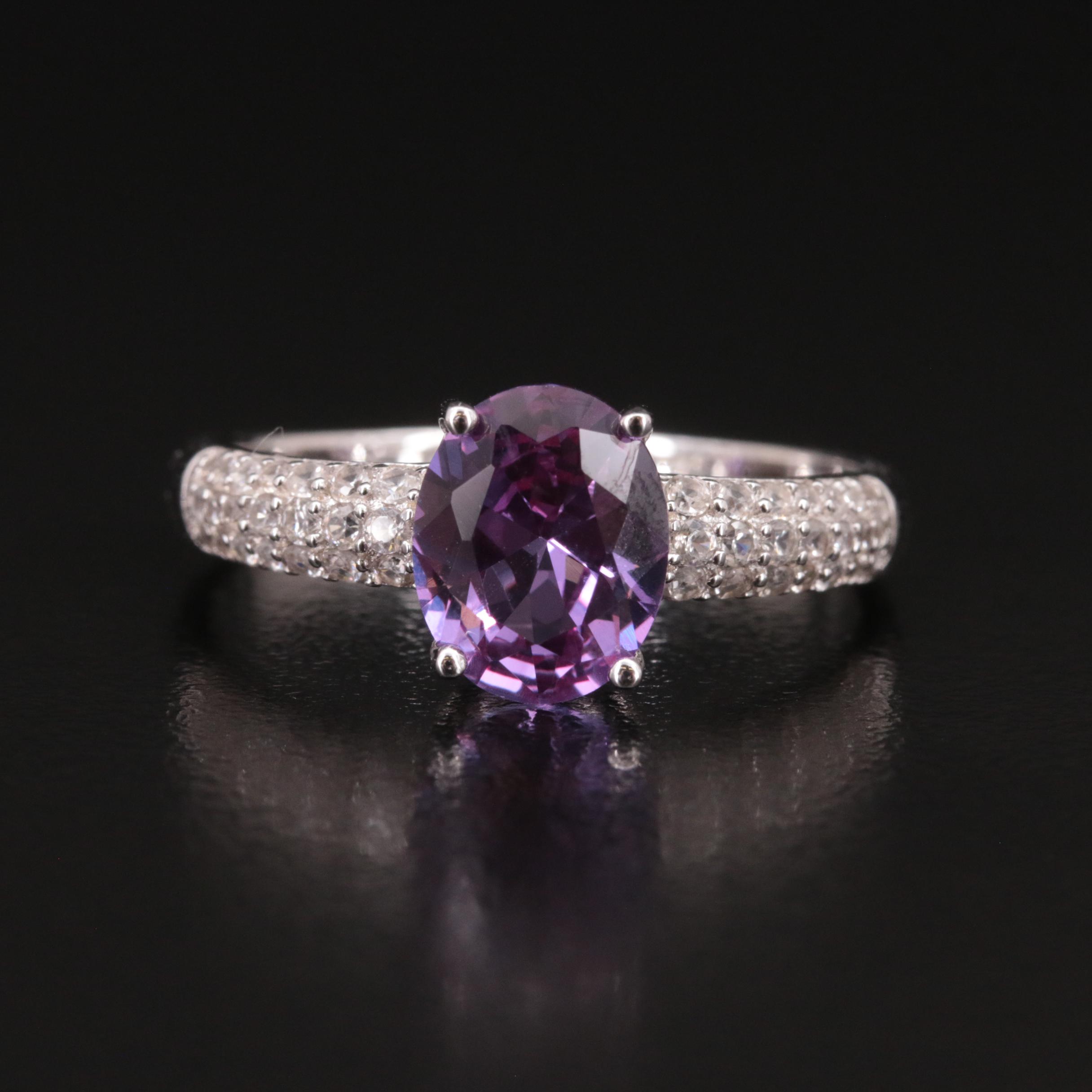 Sterling Sapphire and Zircon Ring